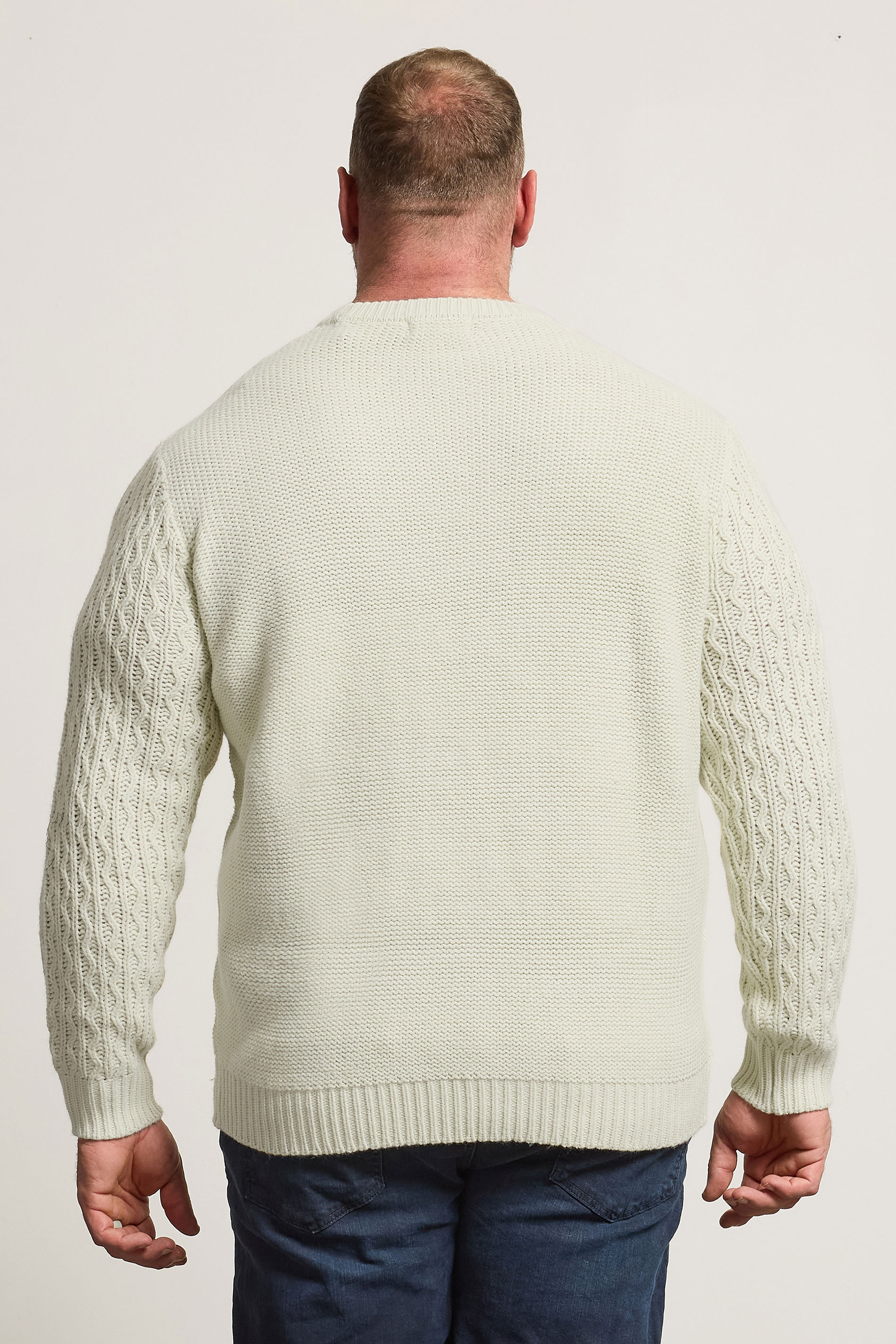 BadRhino Big & Tall Cream Crew Neck Cable Knit Jumper | BadRhino 4