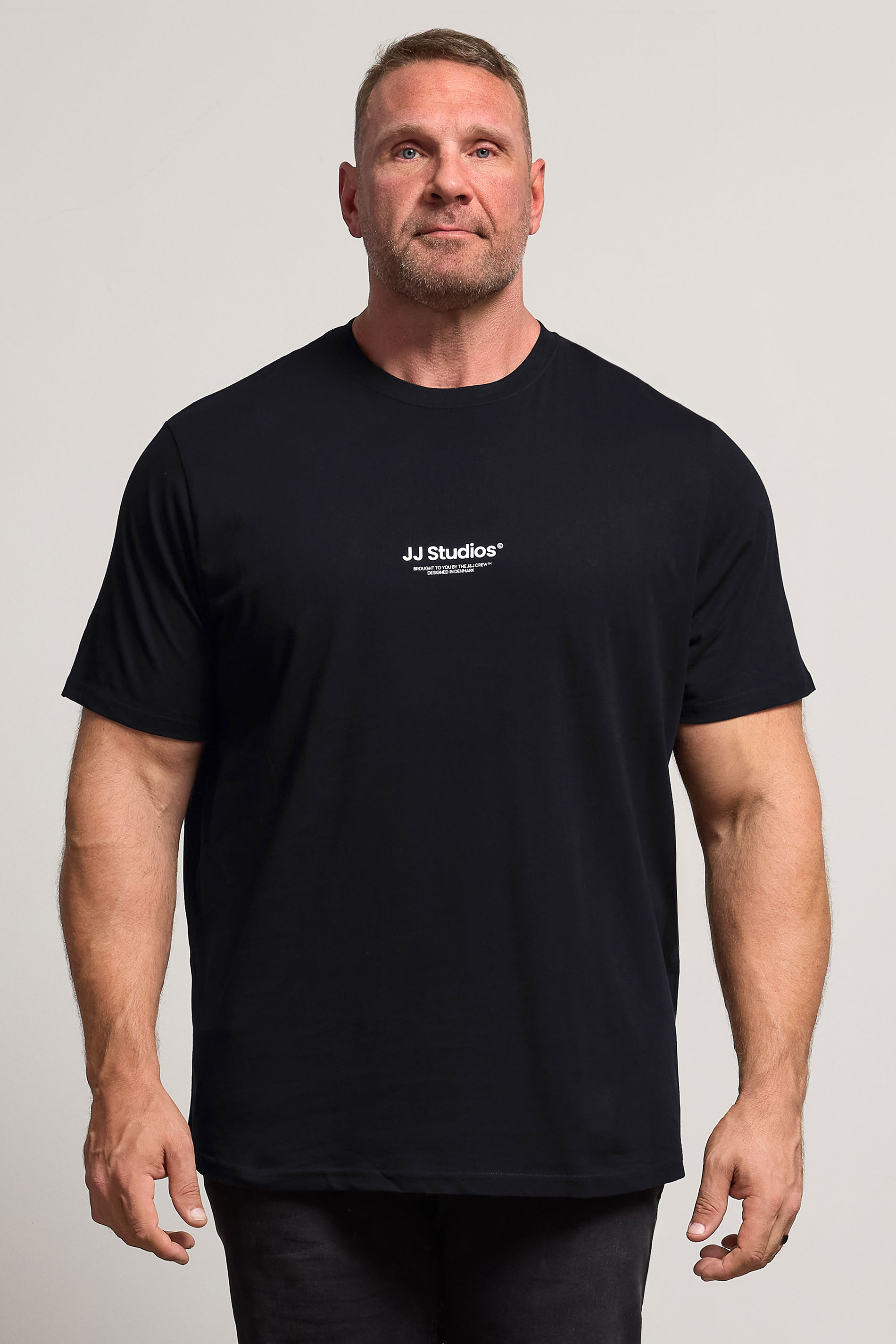 JACK & JONES Big & Tall Black JJ Studio T-Shirt | BadRhino 1