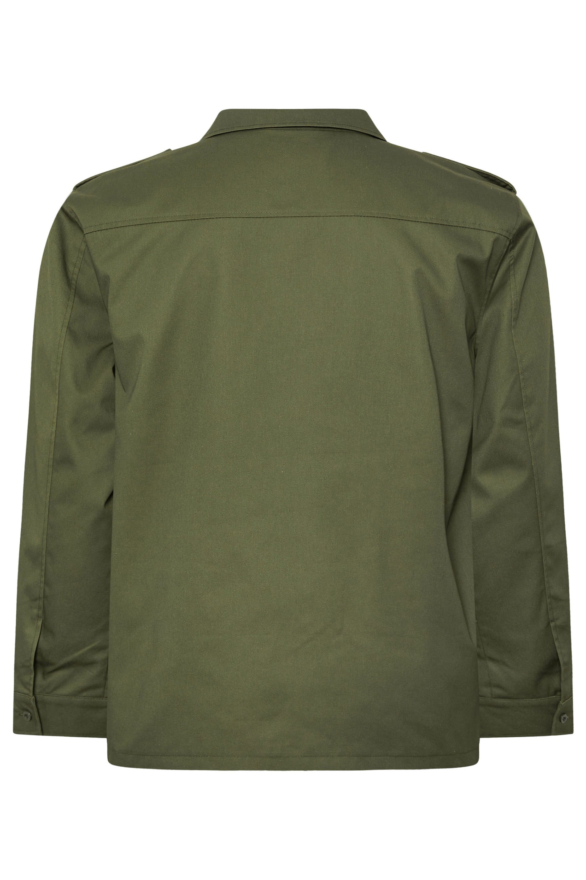 BadRhino Big & Tall Khaki Green Military Zip Through Overshirt | BadRhino 2