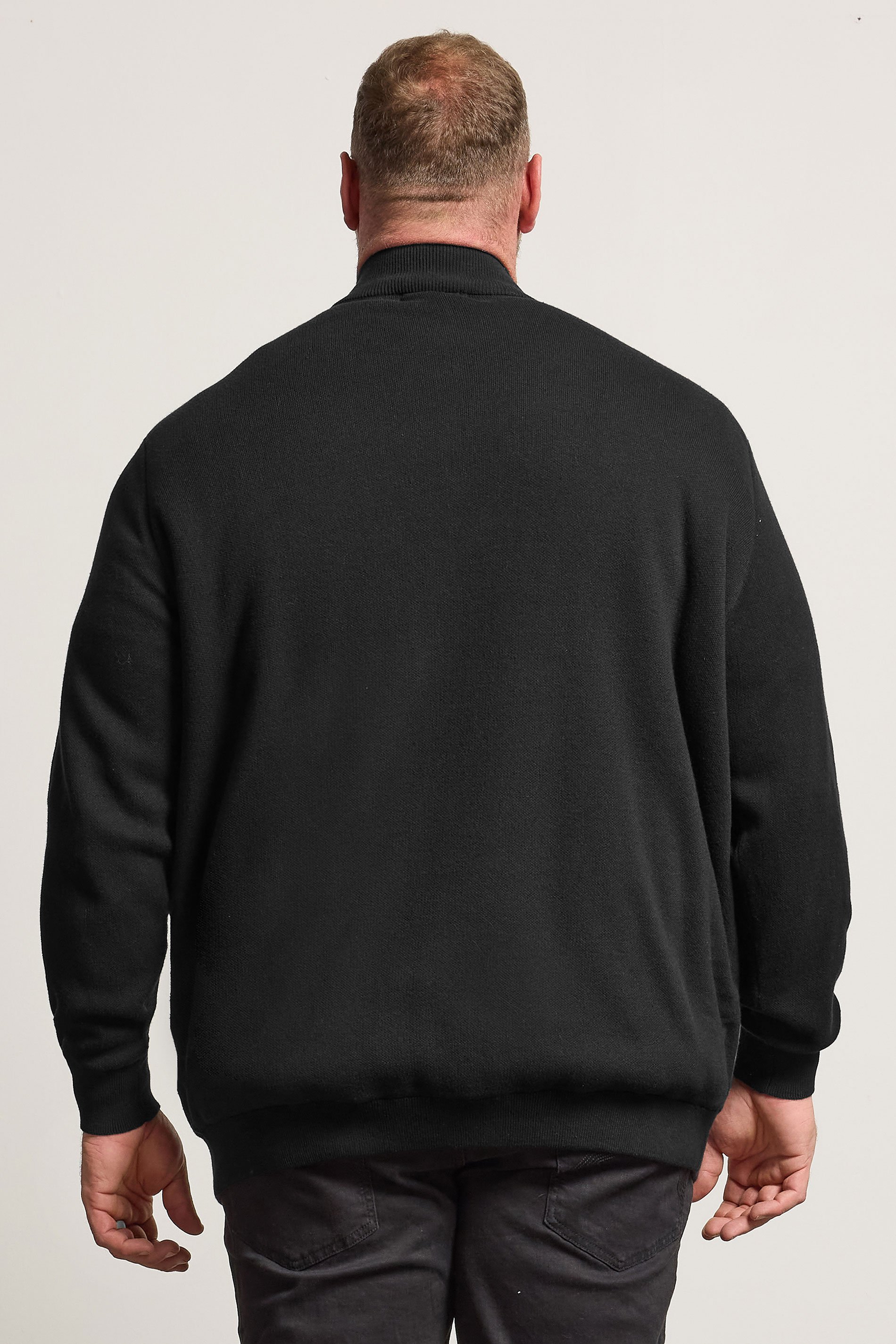 BadRhino Big & Tall Black Knitted Borg Zip Up | BadRhino 4