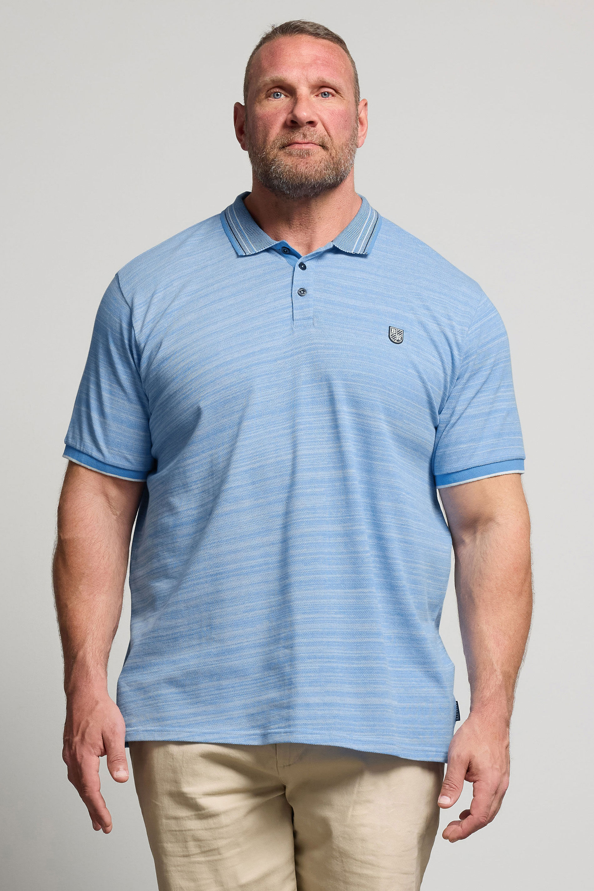BadRhino Big & Tall Light Blue Jacquard Polo Shirt | BadRhnio 1