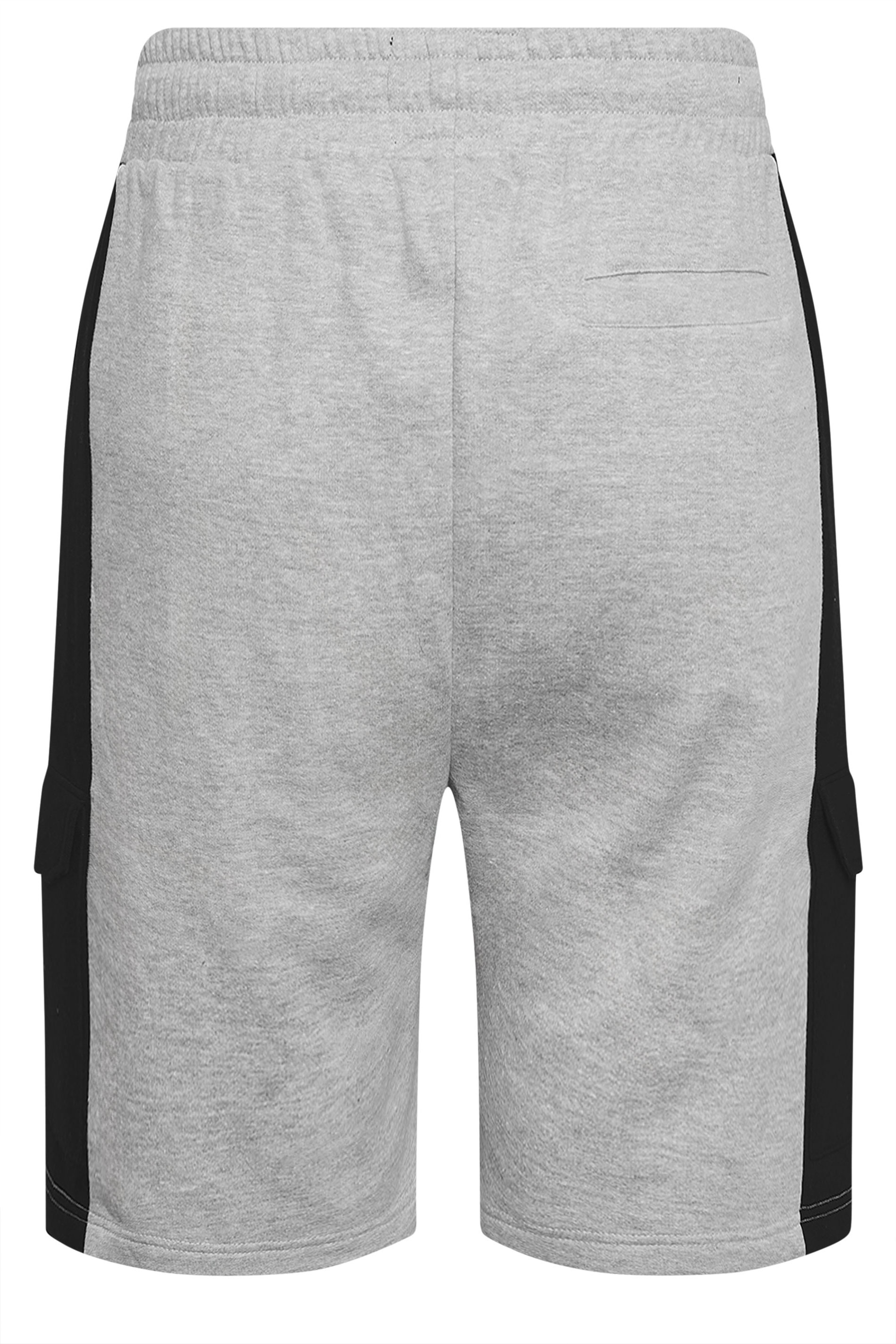 BadRhino Big & Tall Grey Colour Block Cargo Shorts | BadRhino 4