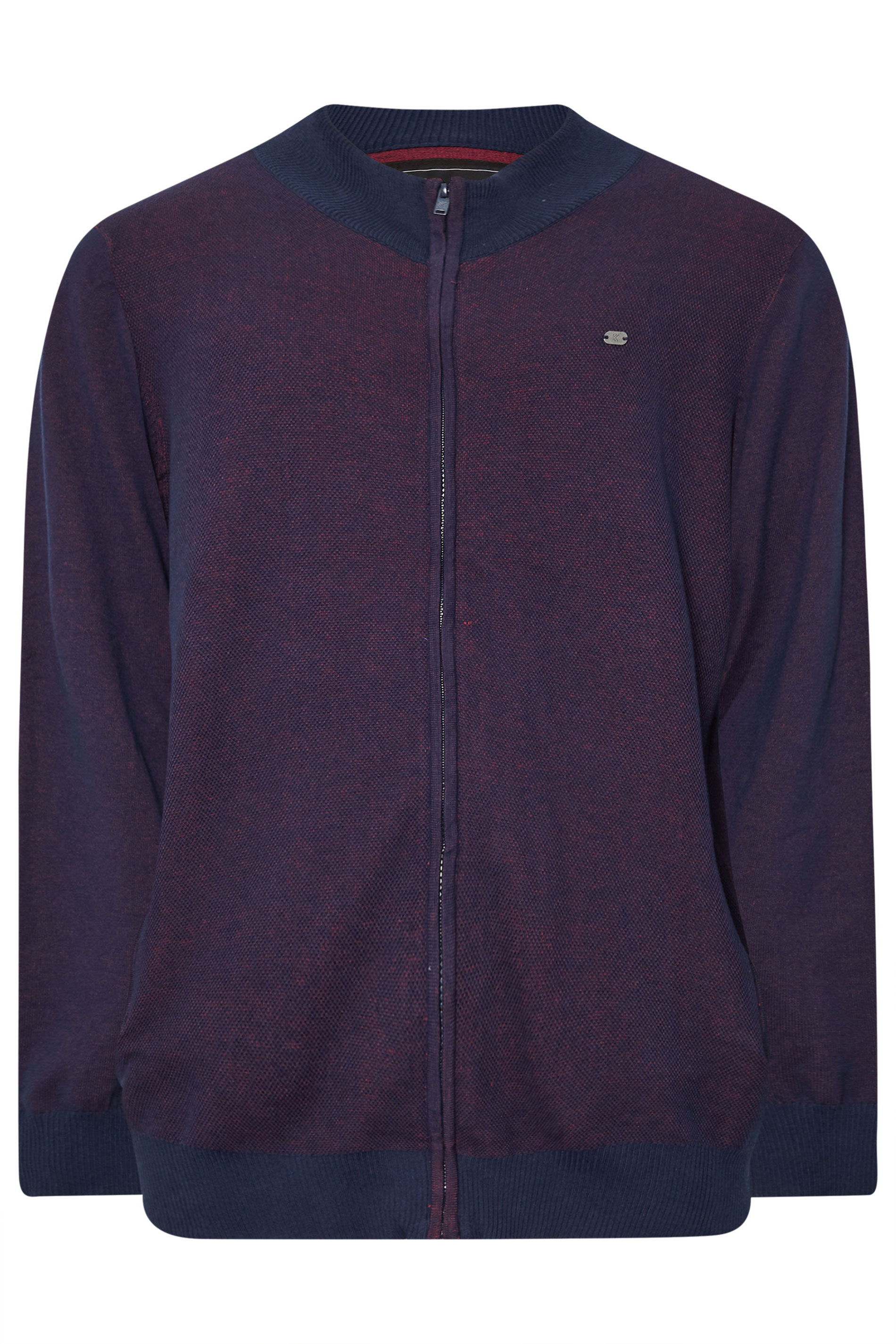 KAM Big & Tall Navy Blue Zip Through Knit Jumper | BadRhino 3