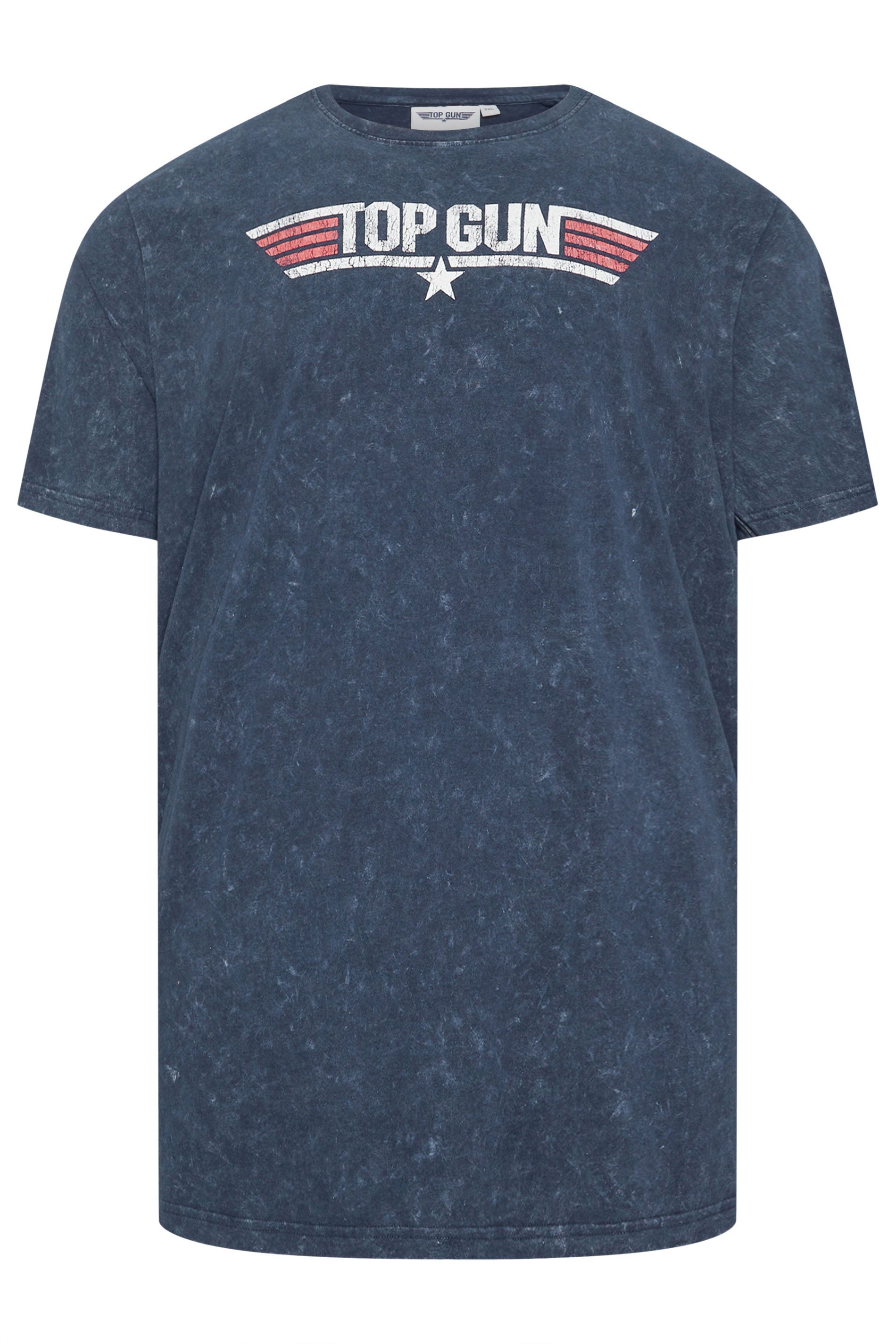 BadRhino Big & Tall Navy Blue Acid Wash Top Gun T-Shirt | BadRhino 4