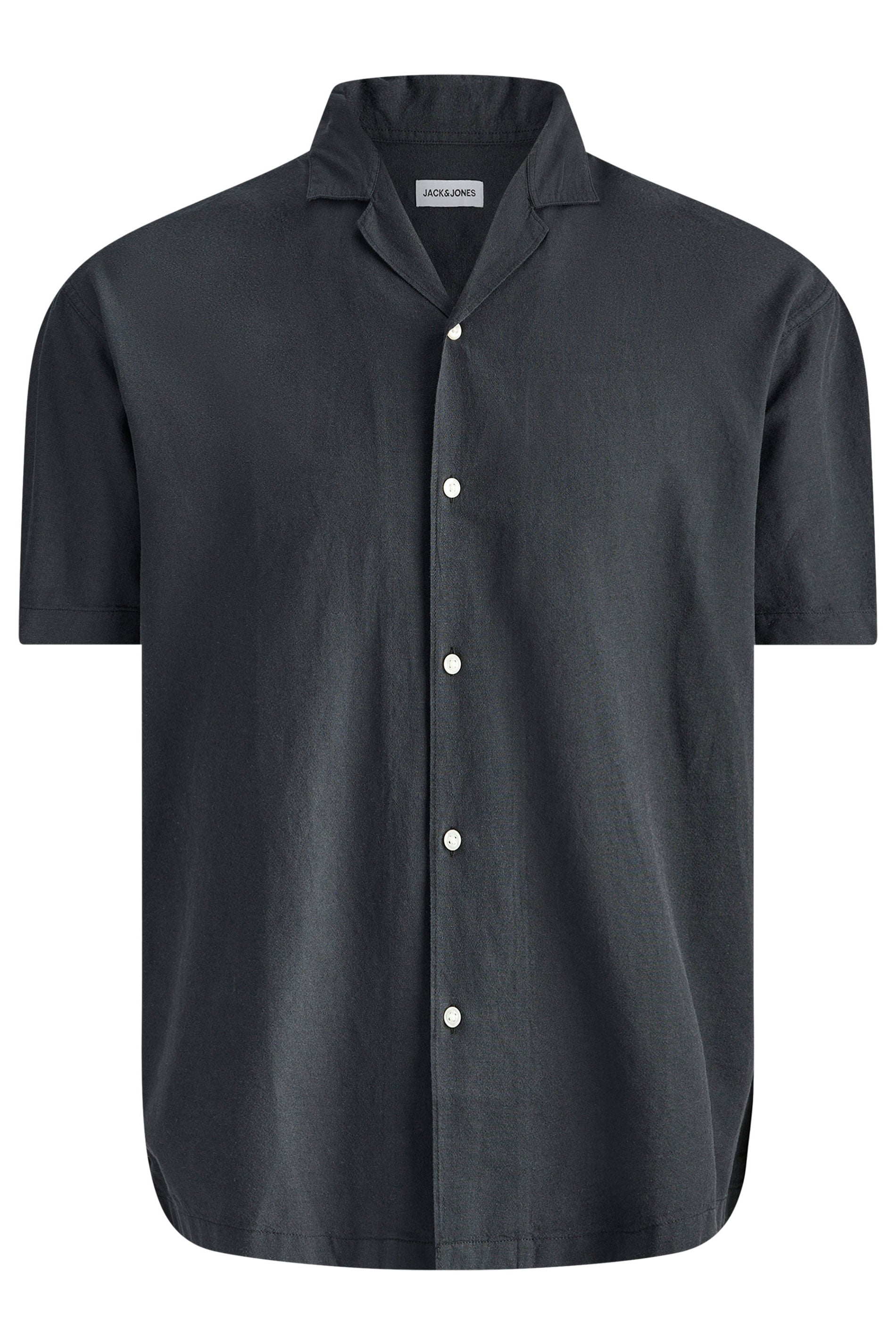 JACK & JONES Big & Tall Black Linen Blend Resort Shirt | BadRhino 2