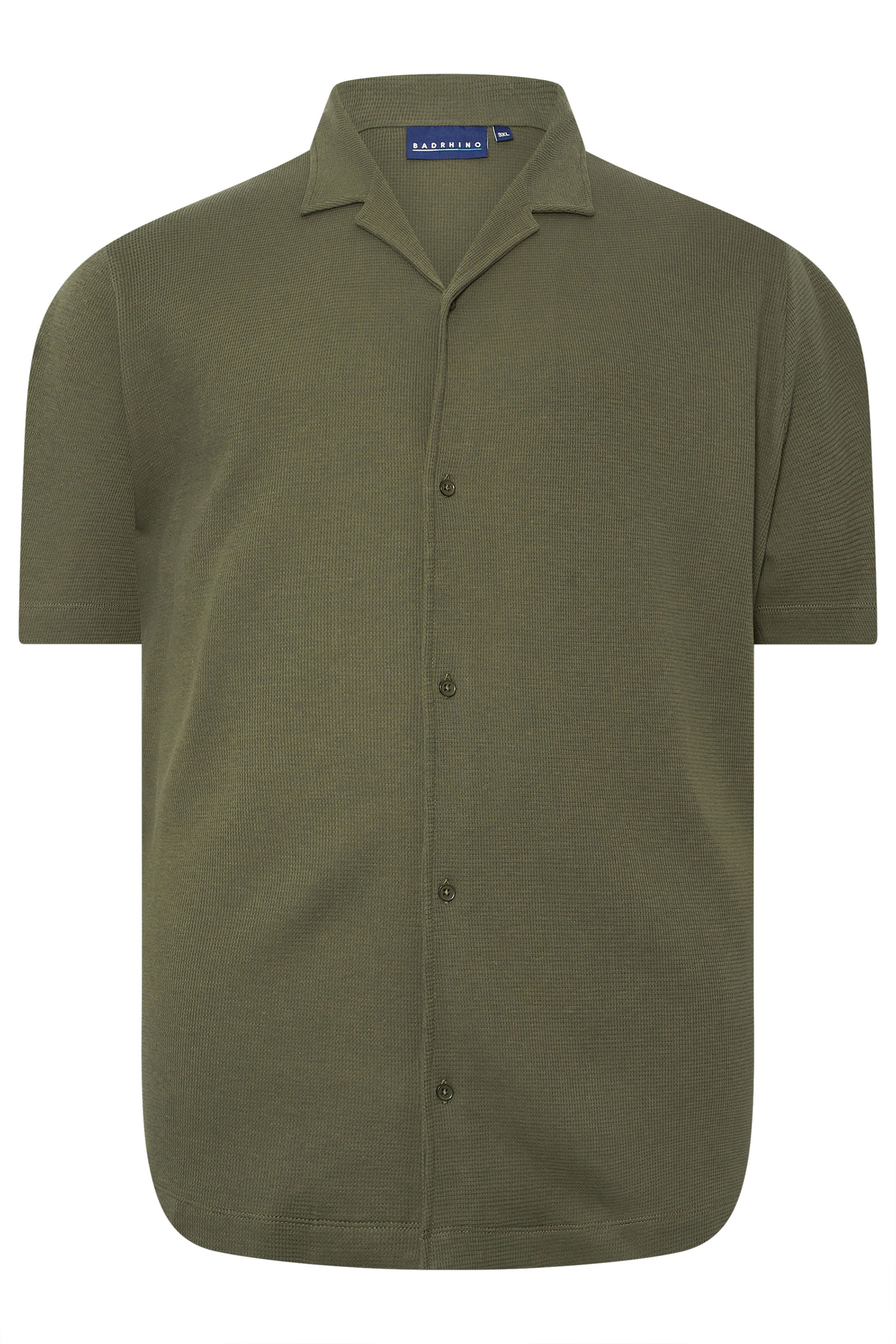 BadRhino Big & Tall Khaki Green Short Sleeve Textured Shirt | BadRhino 8