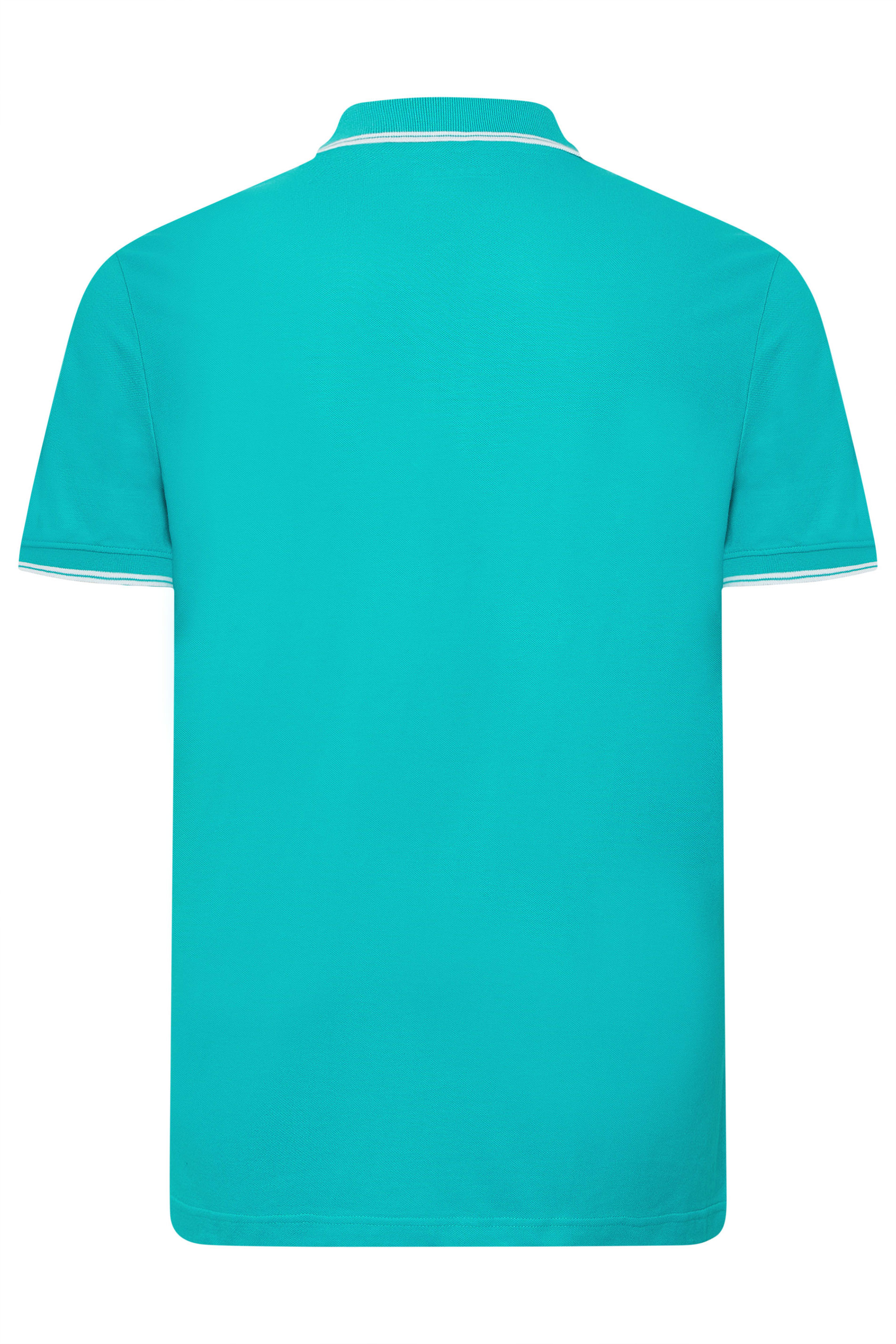 BadRhino Big & Tall Teal Blue & White Tipped Polo Shirt | BadRhino 6