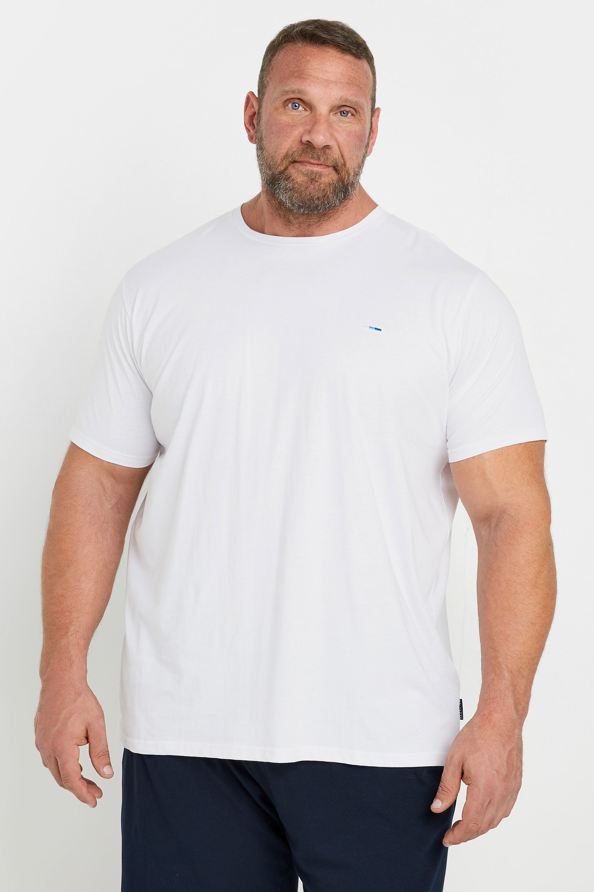 BadRhino Big & Tall White & Navy Blue Lounge Shorts & T-Shirt Set | BadRhino 3