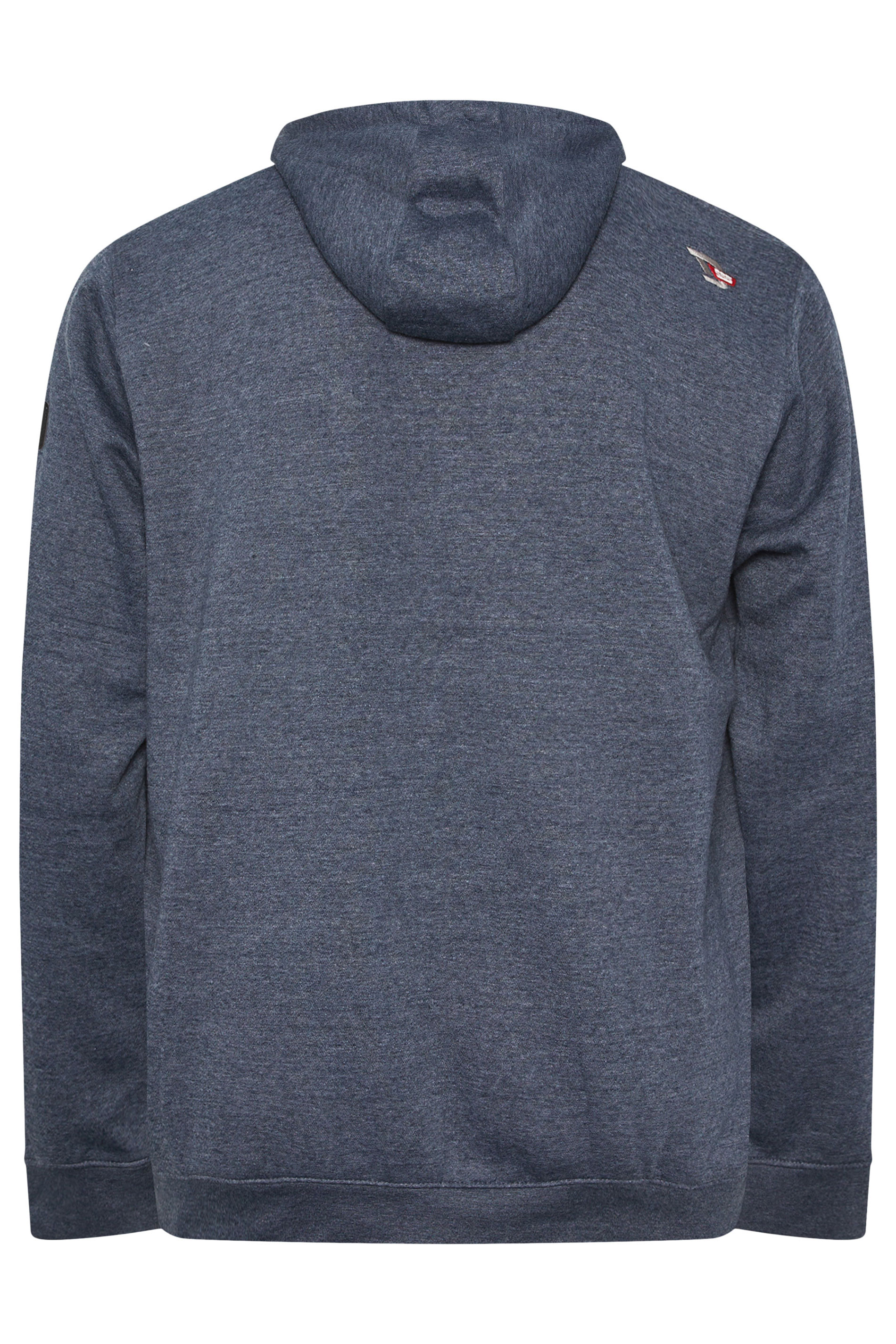 D555 Big & Tall Navy Blue Marl Zip Through Hoodie | BadRhino 5