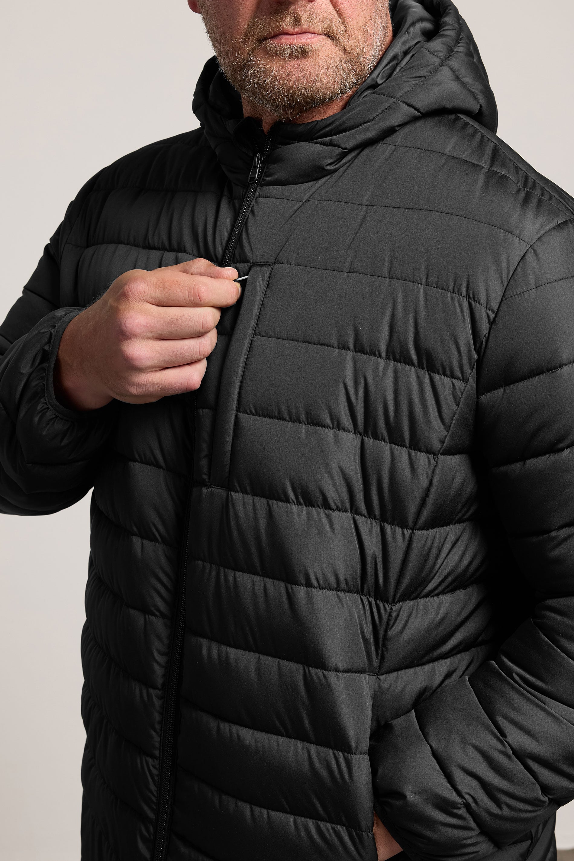 BadRhino Big & Tall Black Lightweight Hooded Puffer Jacket | BadRhino 4