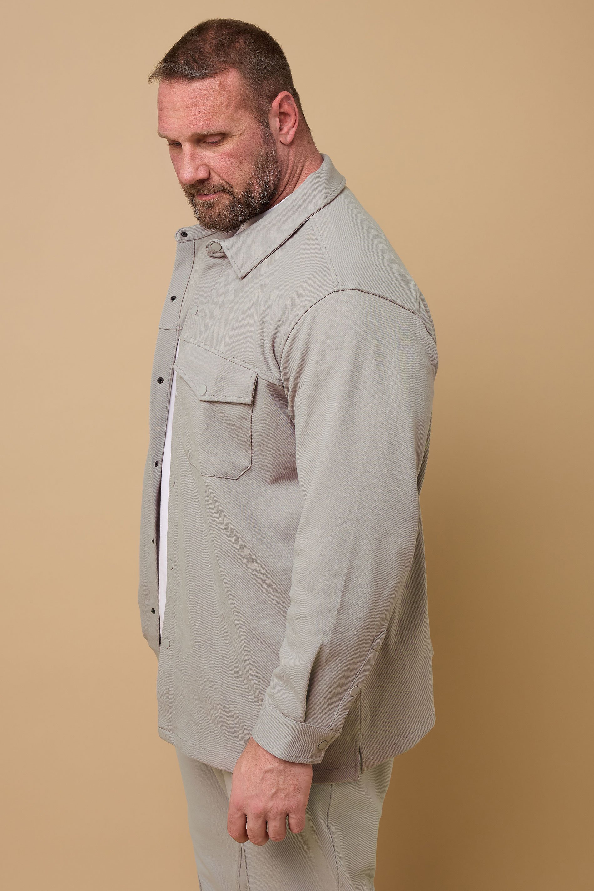 BadRhino Big & Tall Natural Brown Textured Jersey Shacket | BadRhino 5