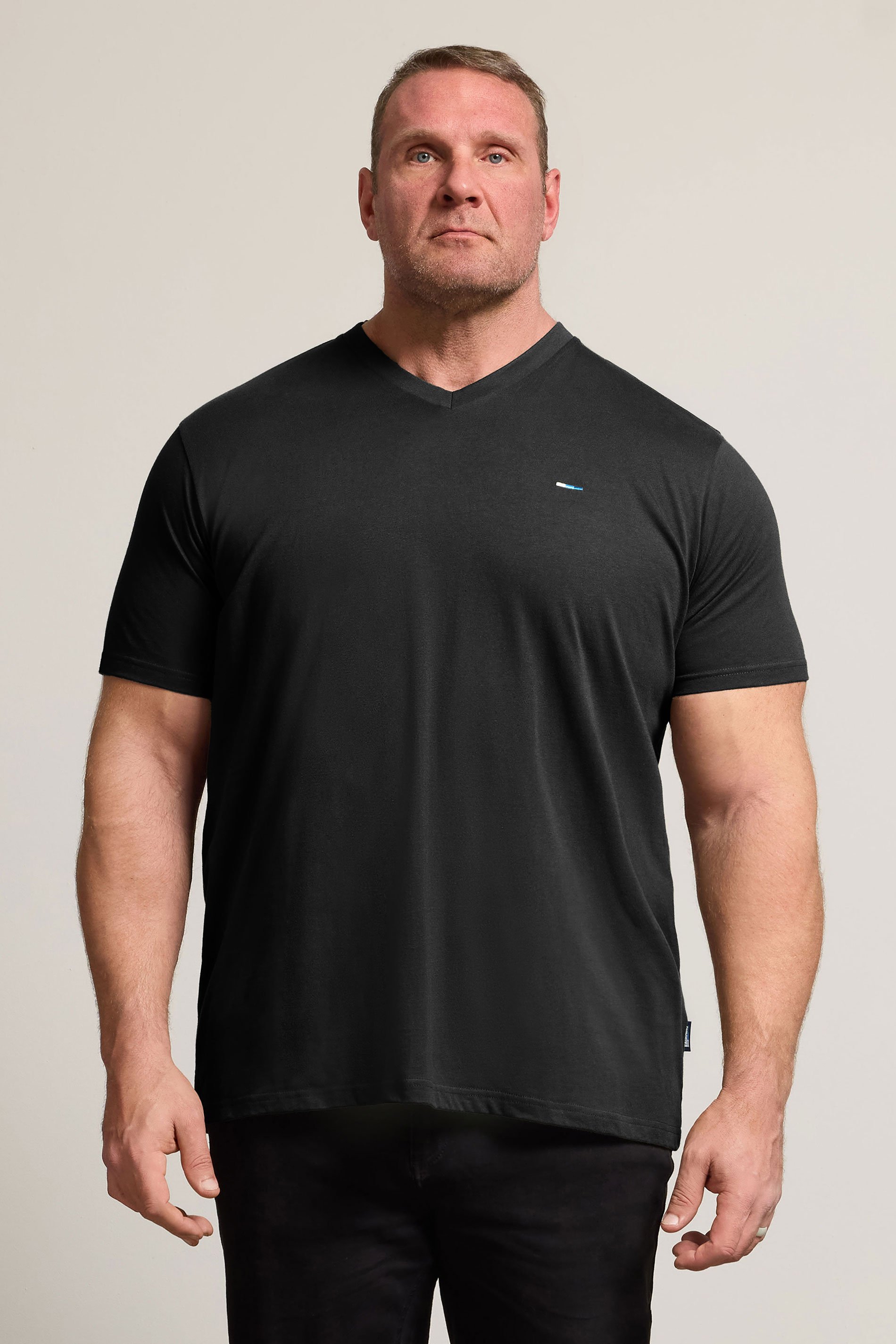 BadRhino Big & Tall Black 5 Pack Extra Long V-Neck T-Shirts | BadRhino 2