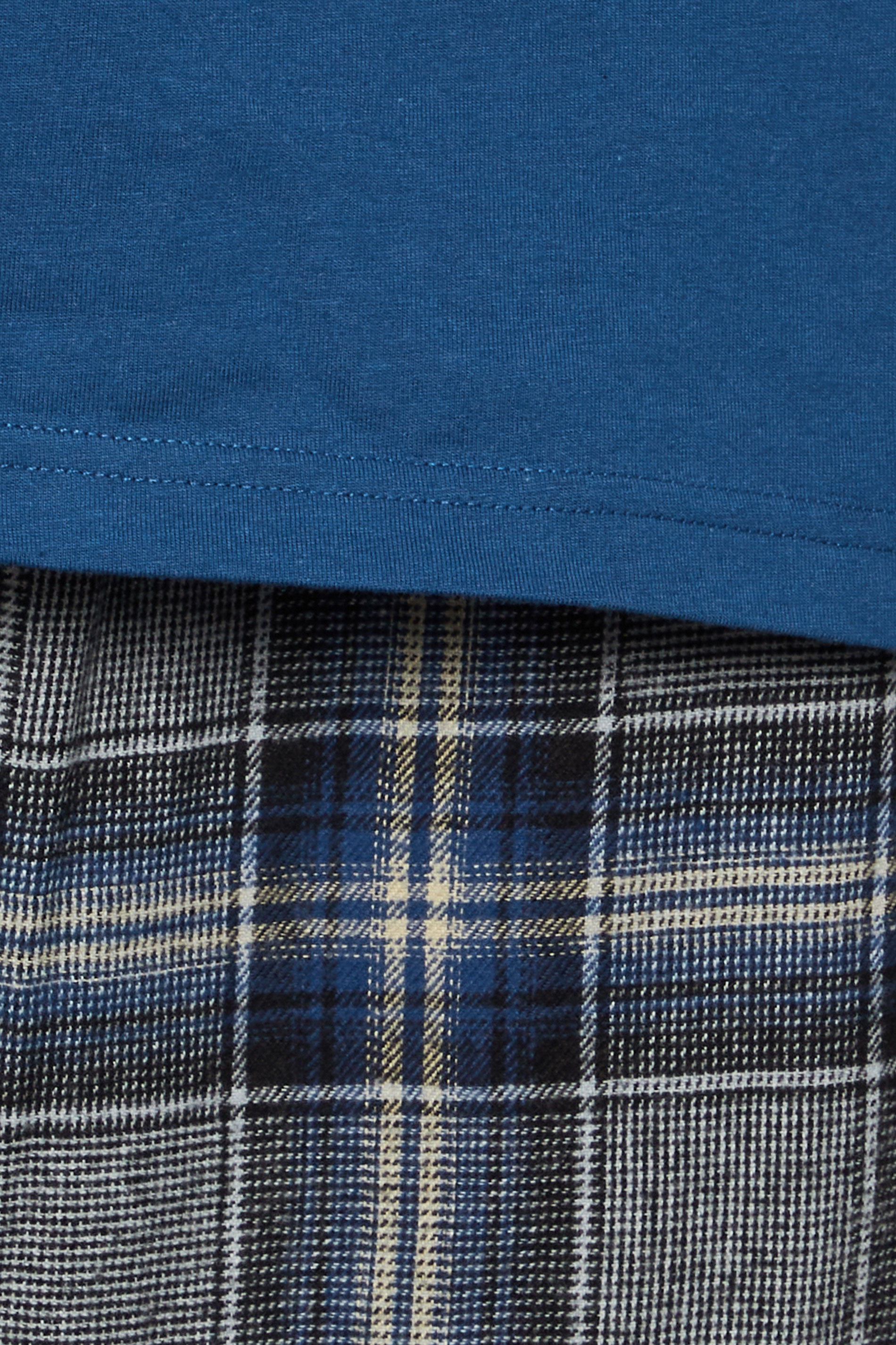 BadRhino Big & Tall Blue T-Shirt & Check Trousers Pyjama Set | BadRhino 5