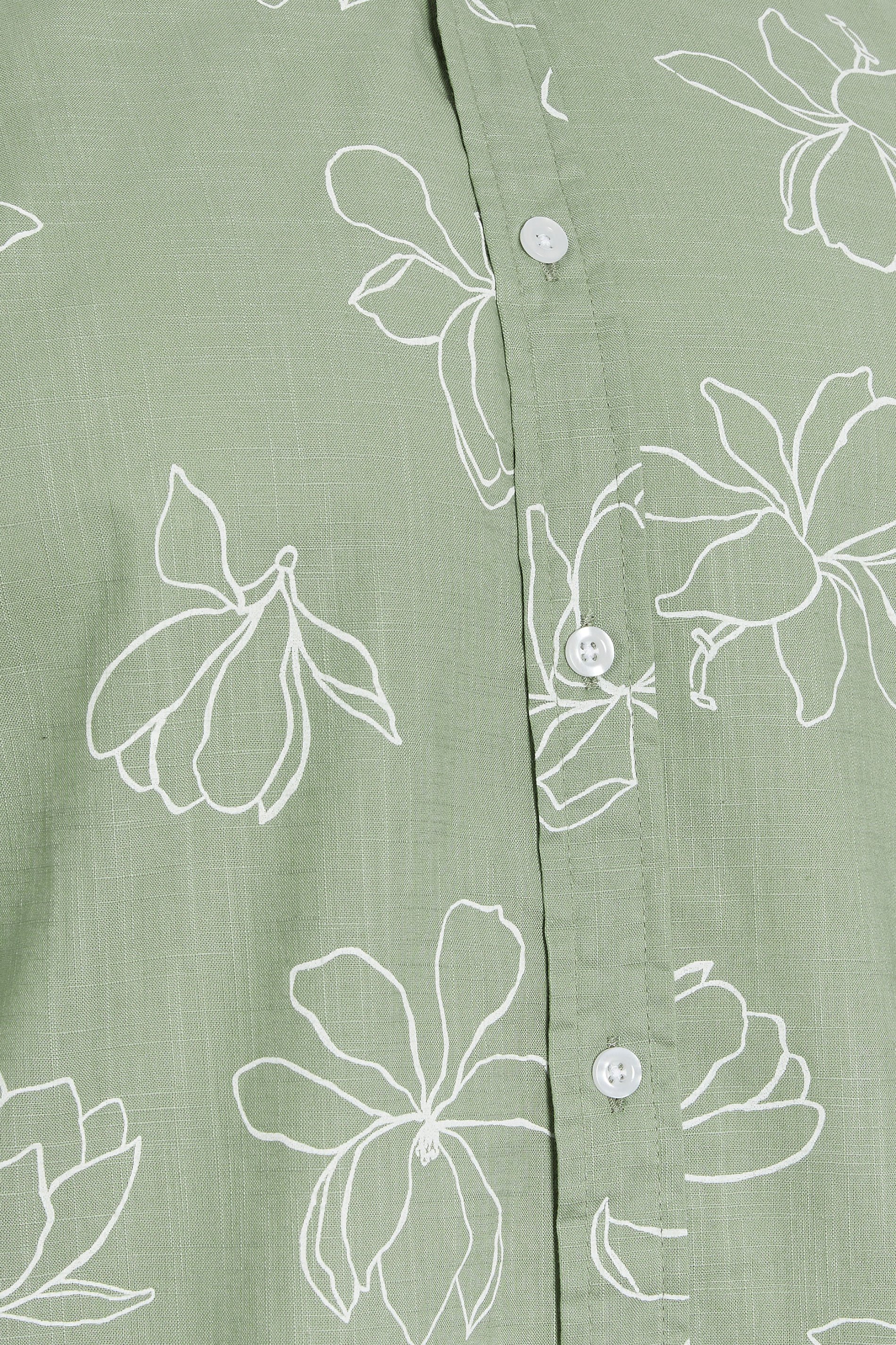 BadRhino Big & Tall Green Linear Floral Slub Shirt | BadRhino 6