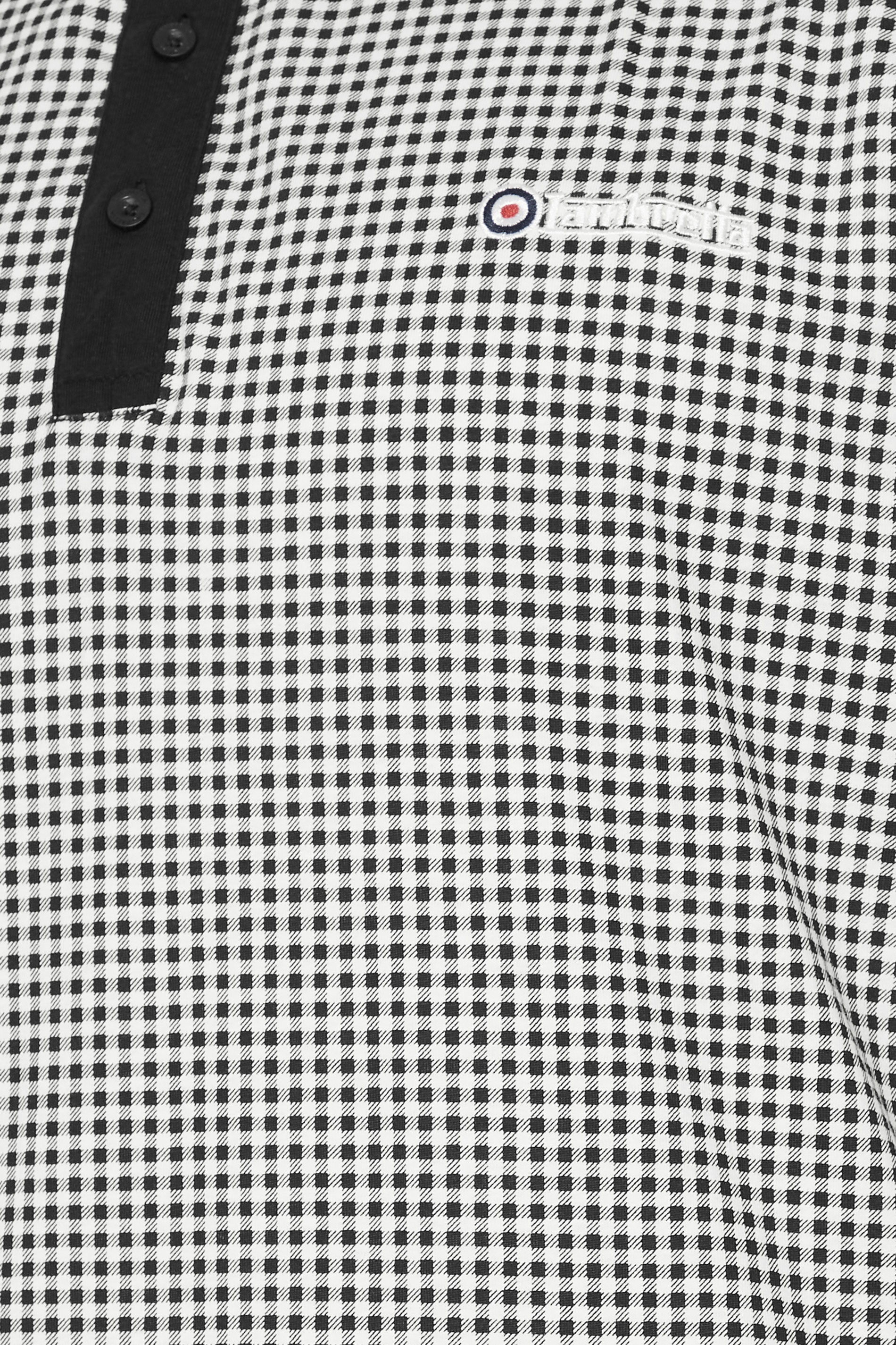 LAMBRETTA Big & Tall Black Gingham Print Polo Shirt | BadRhino 2