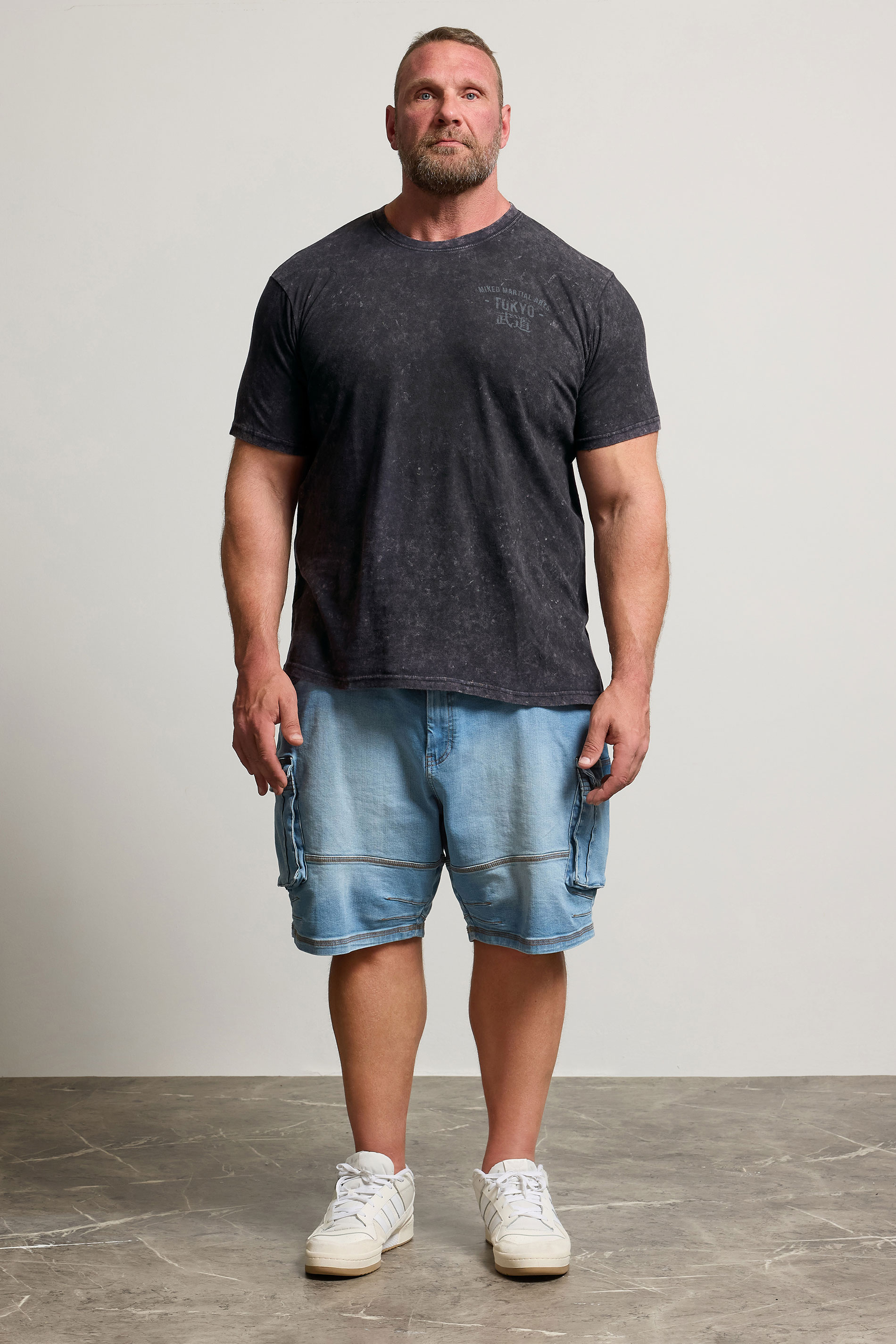 BadRhino Big & Tall Black Acid Wash 'Martial Arts Tokyo' Slogan T-Shirt | BadRhino 3