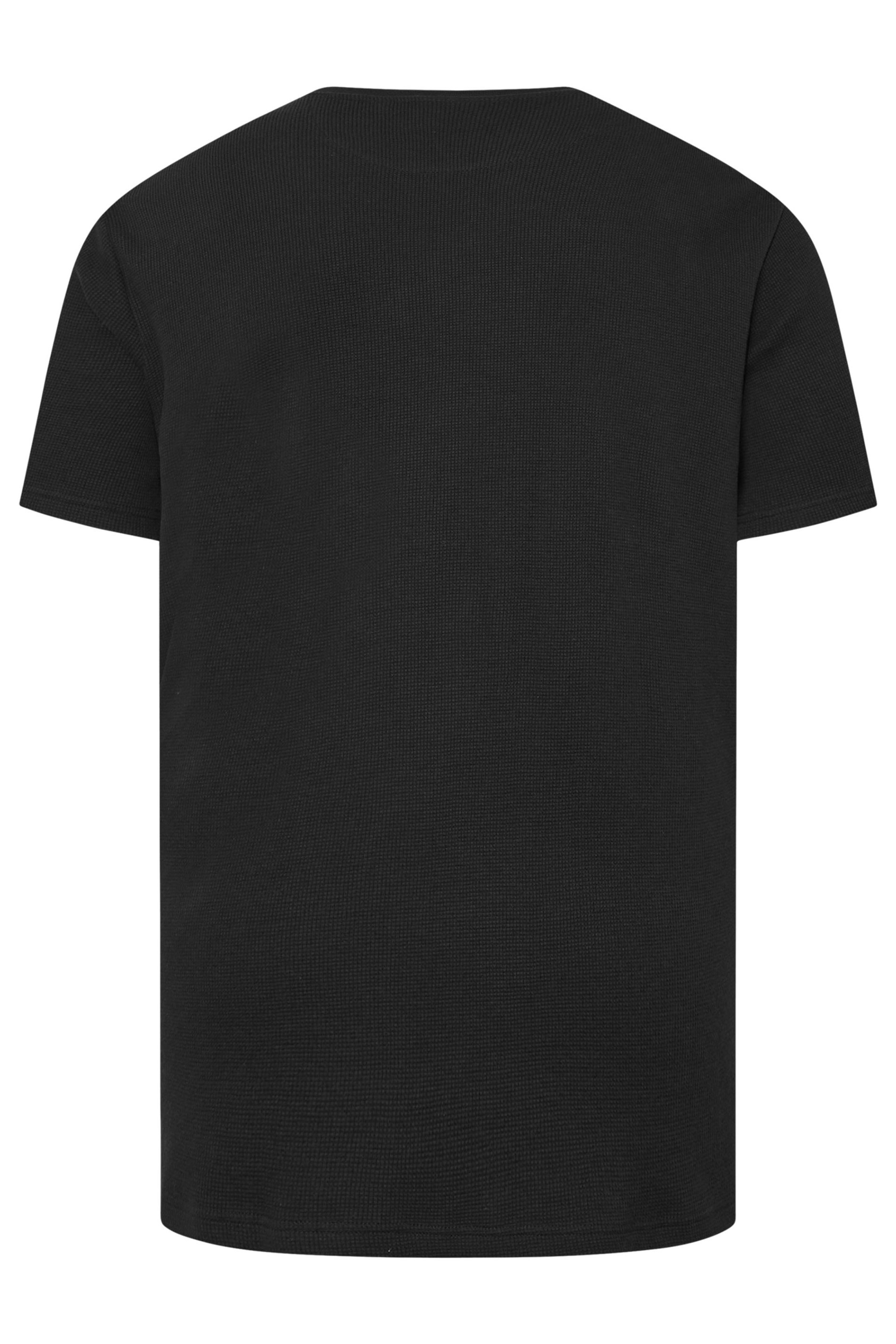 STUDIO A Big & Tall Black Waffle Textured T-Shirt | BadRhino 4