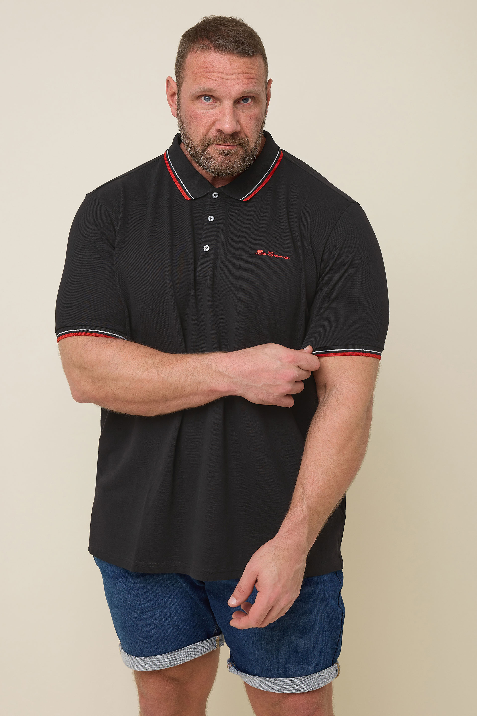 Ben Sherman Big & Tall Black Signature Pique Polo Shirt BadRhino 1