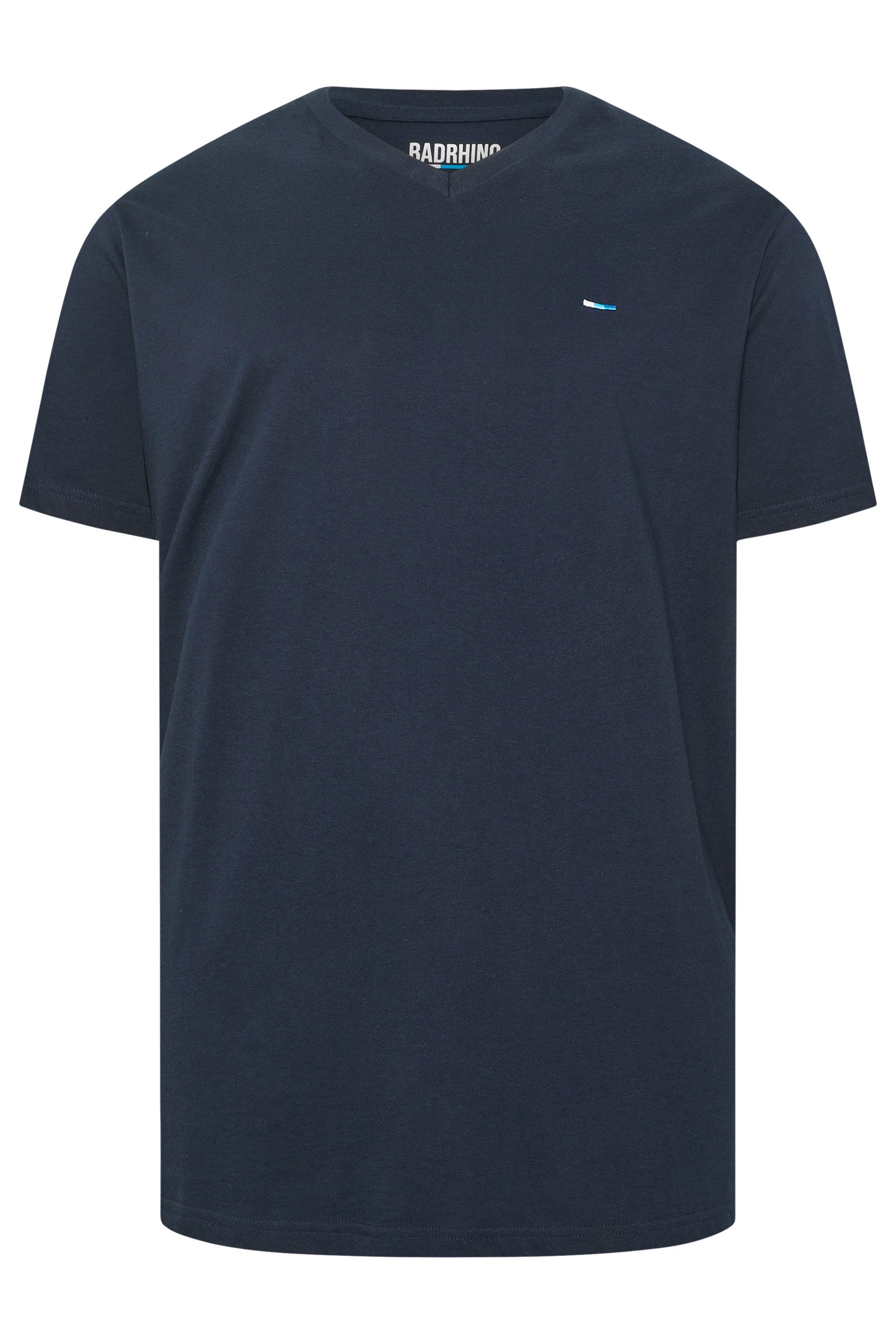 BadRhino Big & Tall Navy Blue 5 Pack Extra Long V-Neck T-Shirts | BadRhino 6