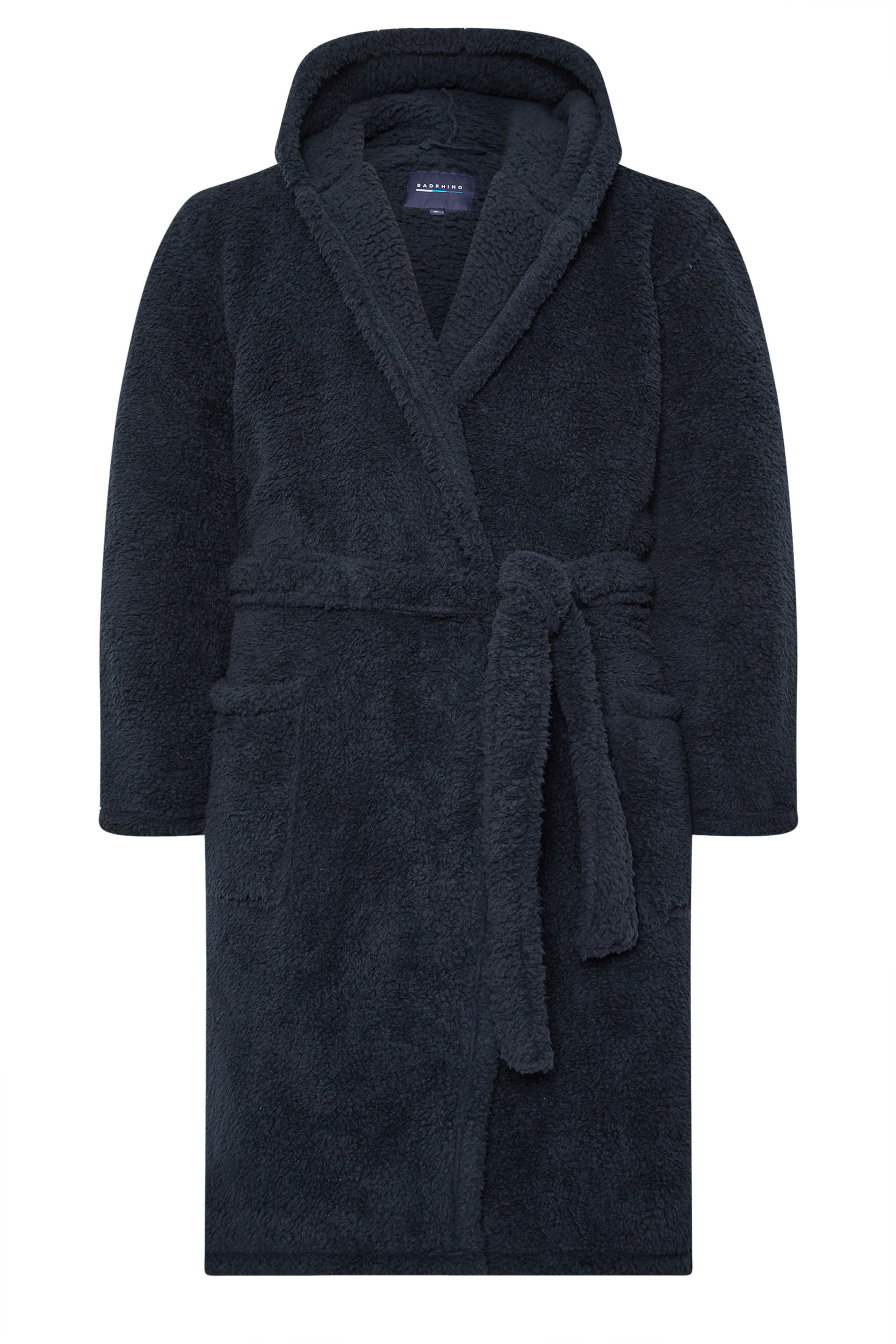 BadRhino Big & Tall Navy Blue Super Soft Borg Dressing Gown | BadRhino 6