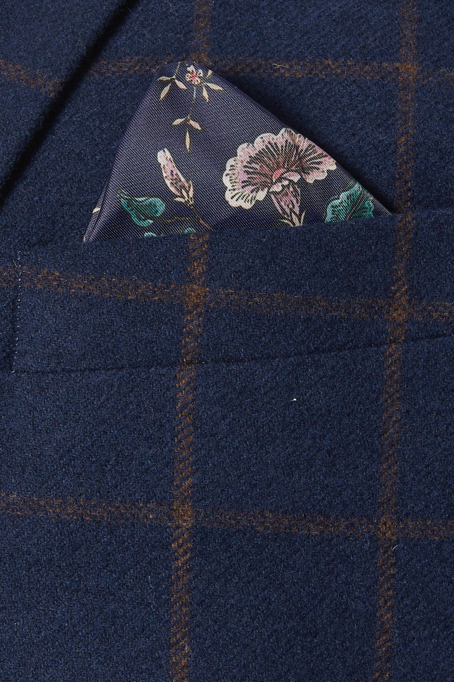 BadRhino Tailoring Big & Tall Navy Blue & Rust Orange Tweed Checked Suit Jacket | BadRhino 9