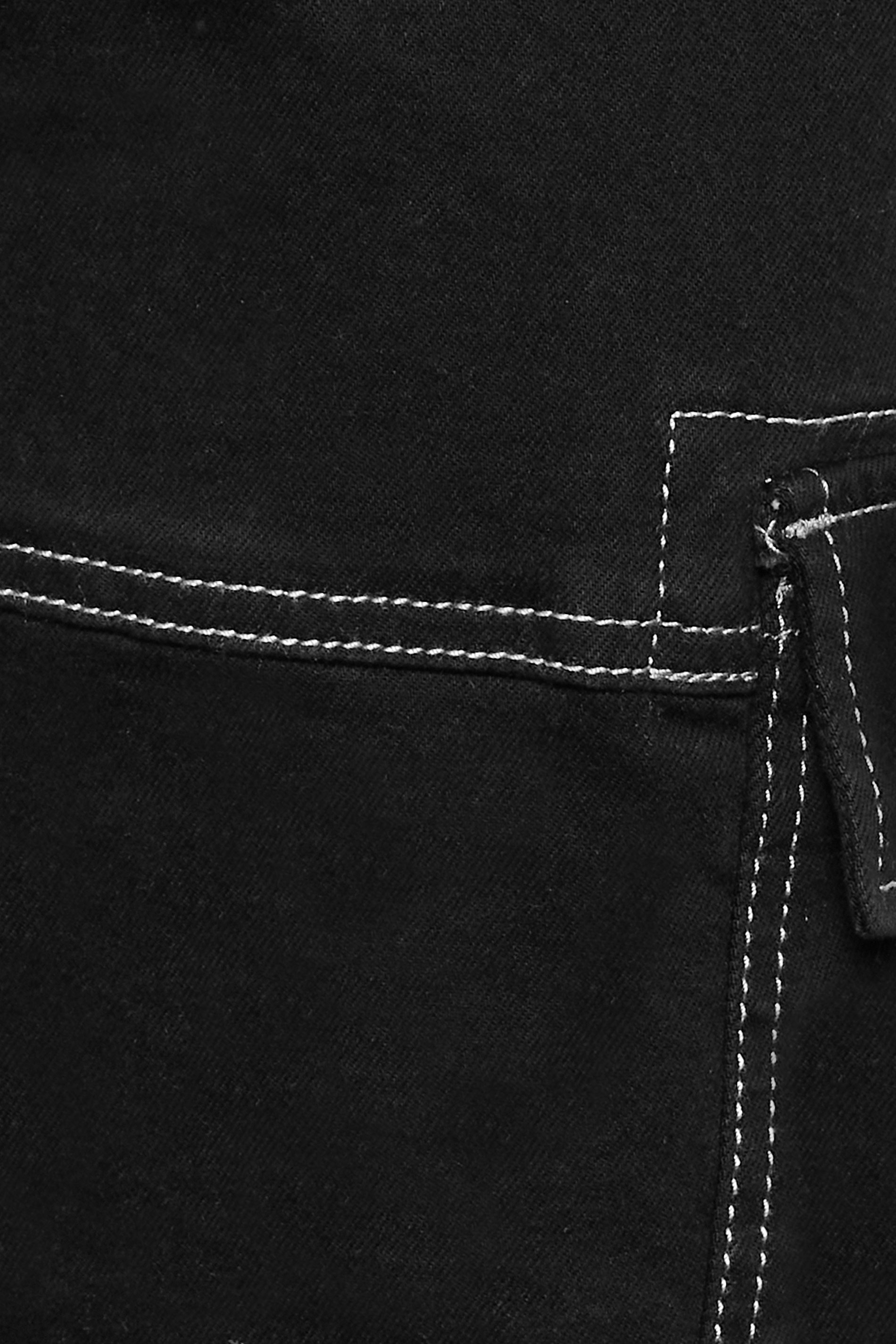 BadRhino Big & Tall Black Contrast Stitch Cargo Jeans | BadRhino 6