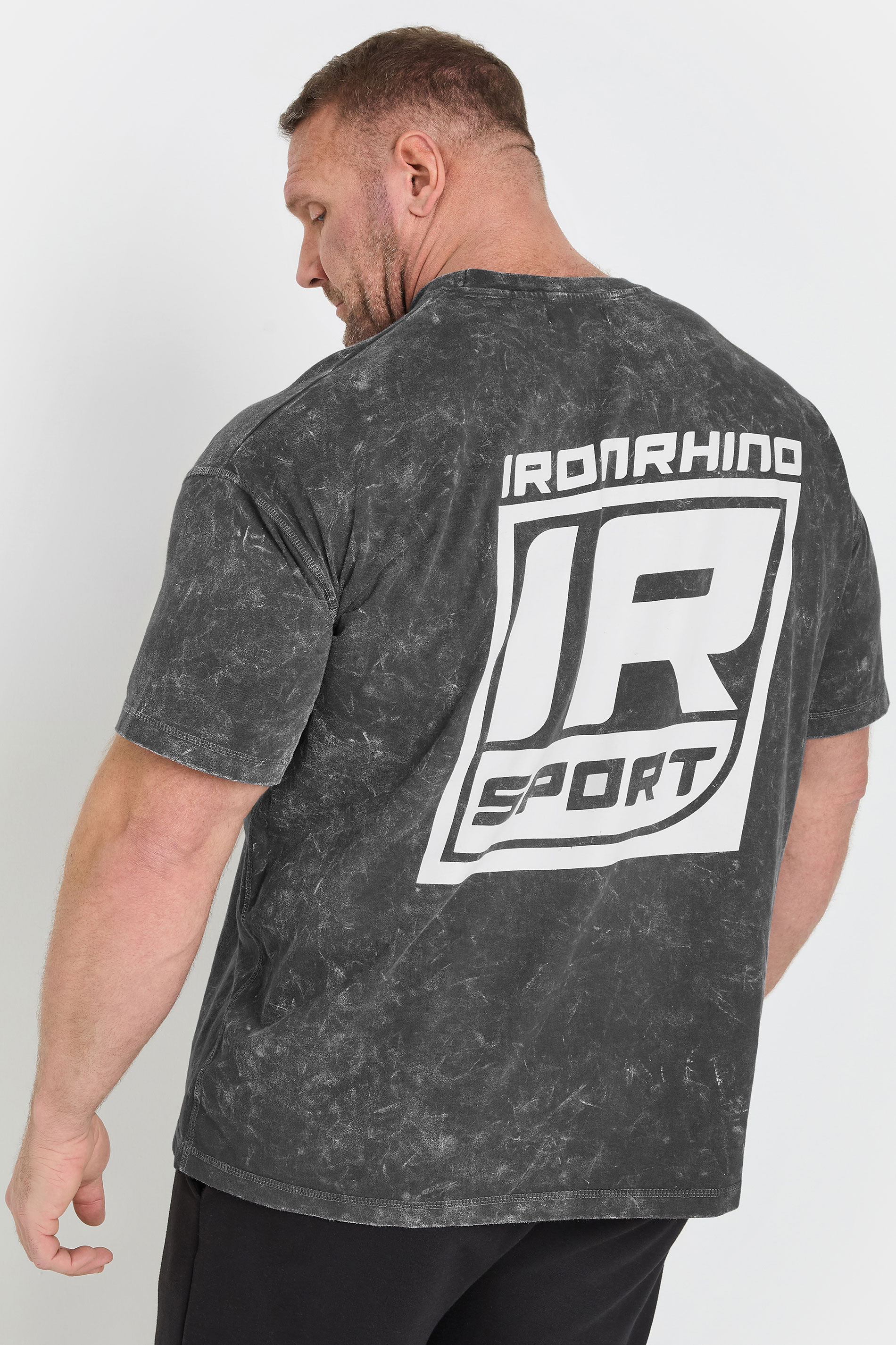 IronRhino Big & Tall Grey 'IronRhino Sport' Acid Wash T-Shirt | BadRhino 3