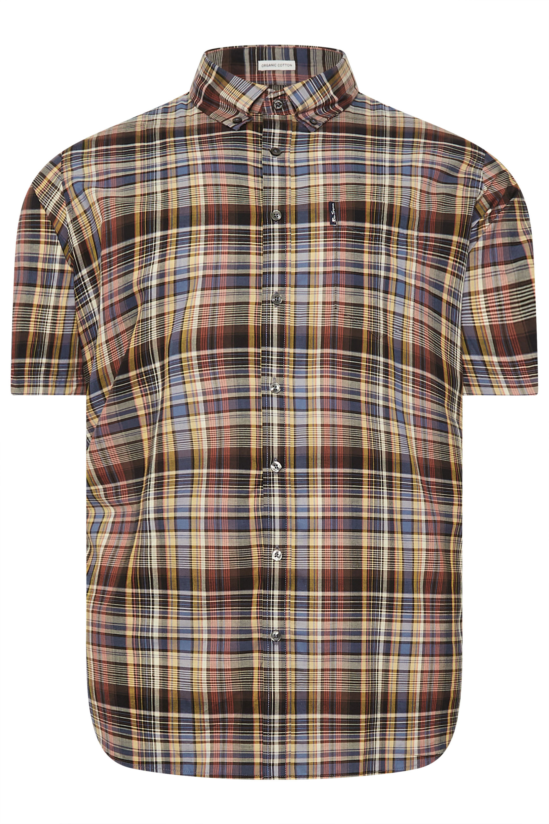 BEN SHERMAN Big & Tall Blue Gradient Check Shirt | BadRhino