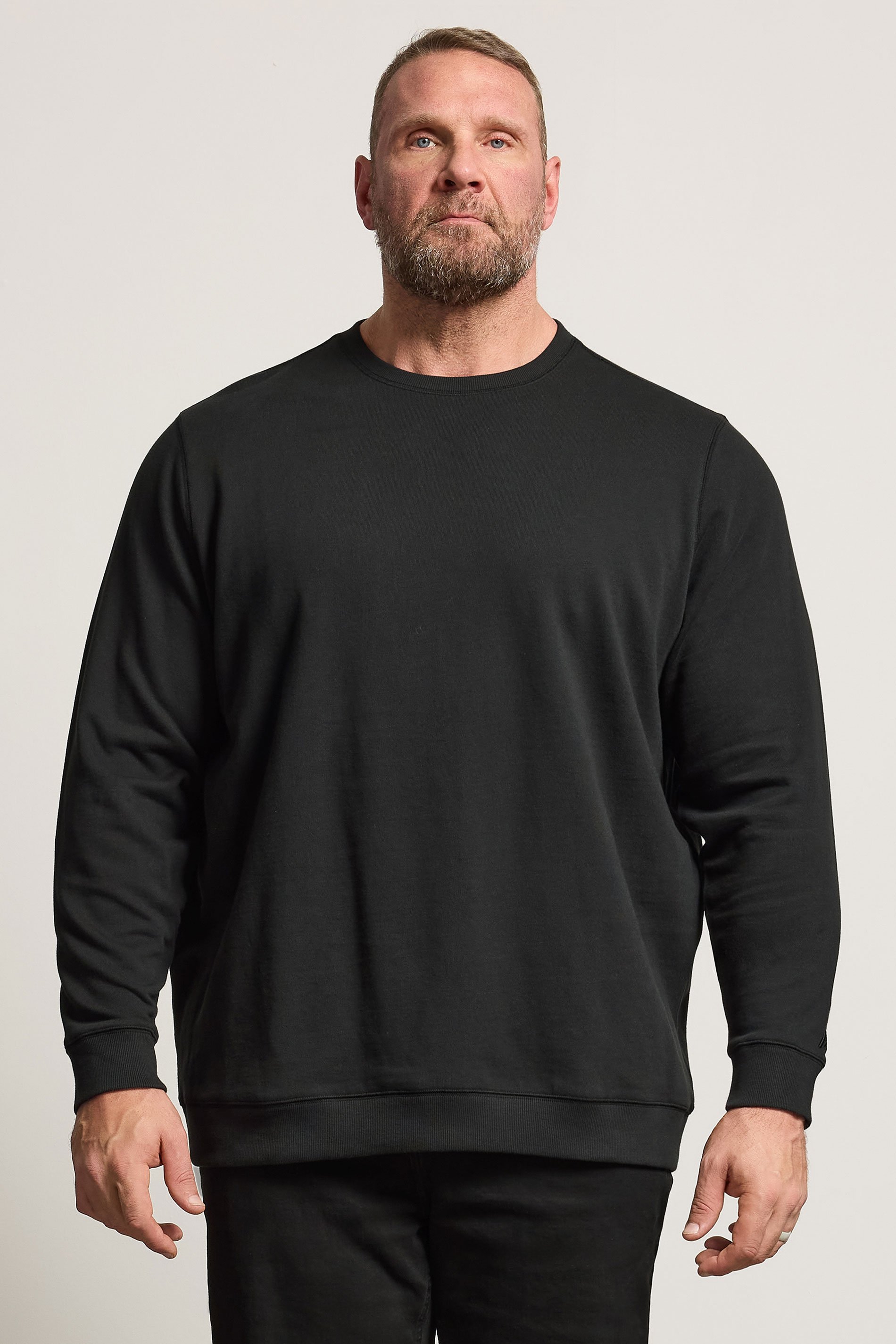STUDIO A Big & Tall Black Crew Neck Sweatshirt | BadRhino 1