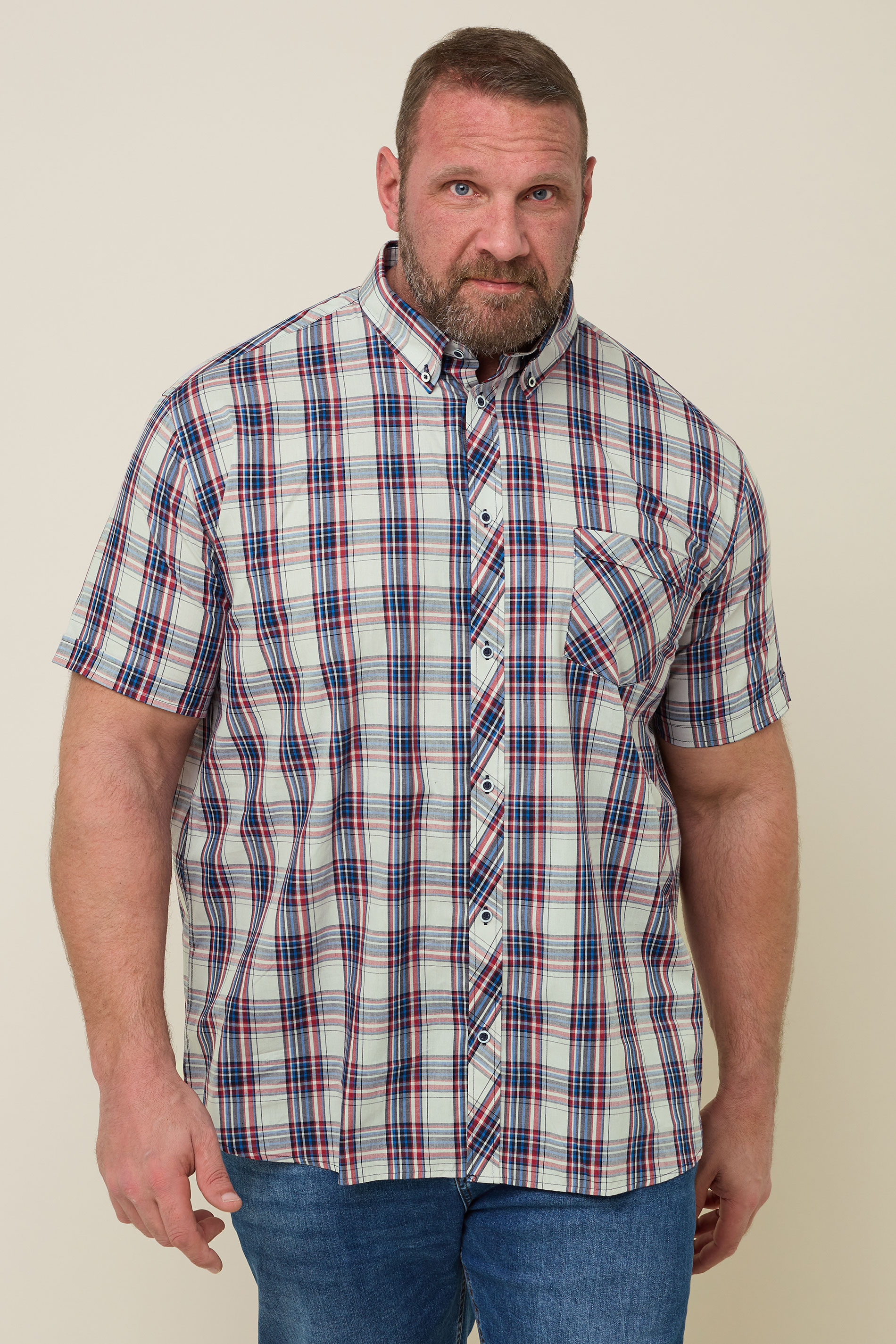 KAM Big & Tall White Check Shirt | BadRhino 1