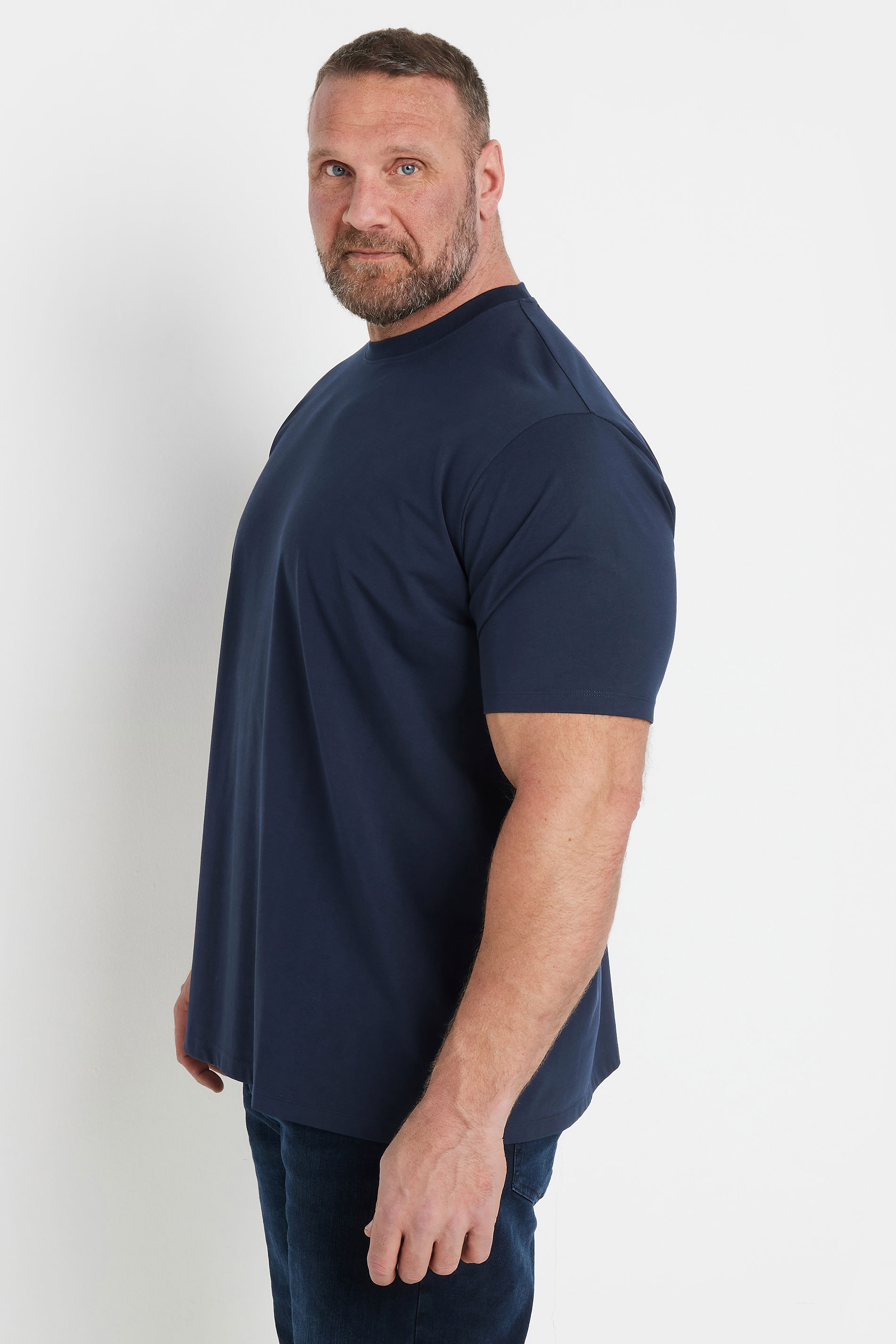 BadRhino Big & Tall Navy Blue Soft Touch Relaxed Fit T-Shirt | BadRhino 3