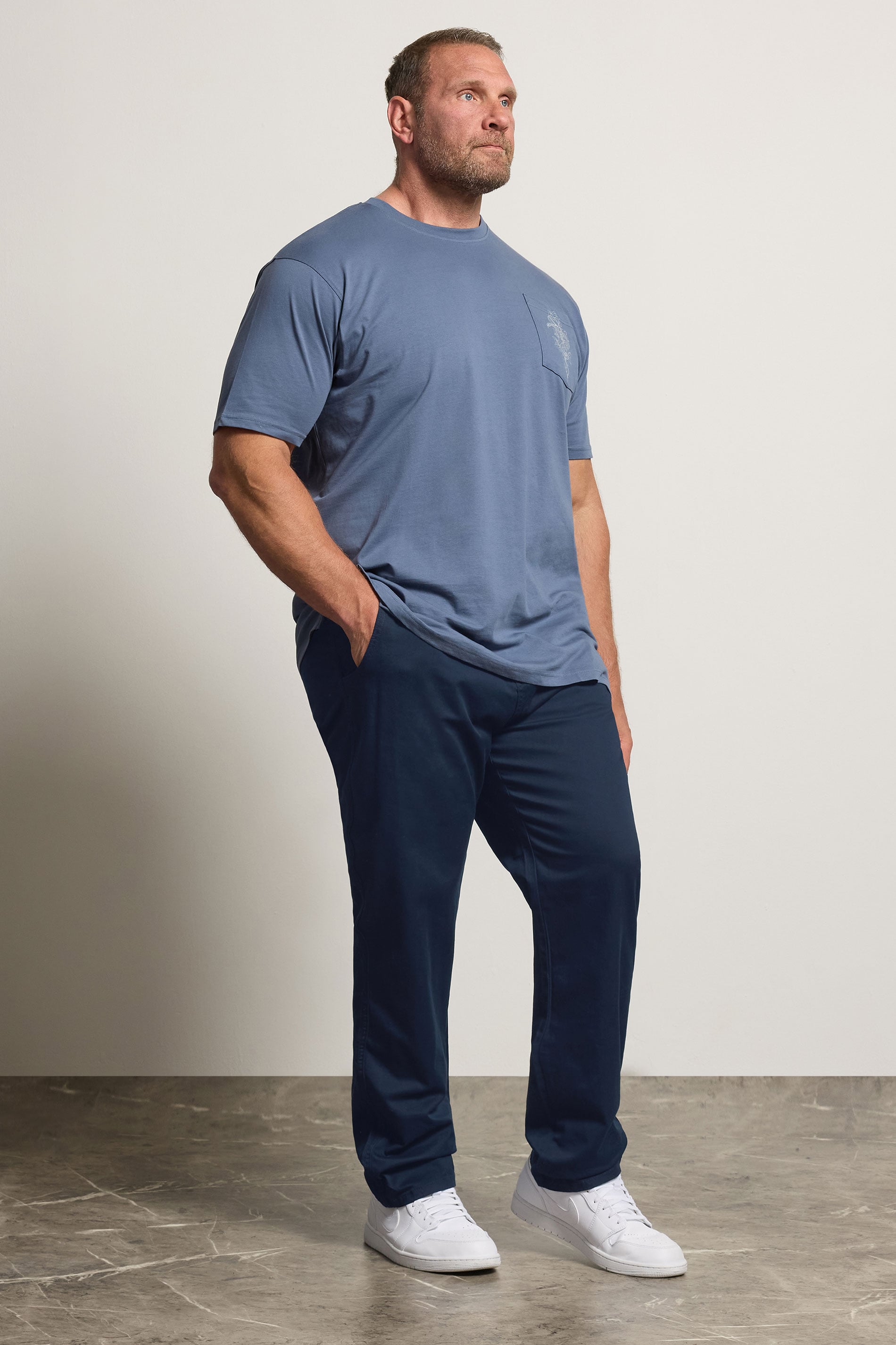 KAM Big & Tall Navy Blue Chino Trousers | BadRhino 3