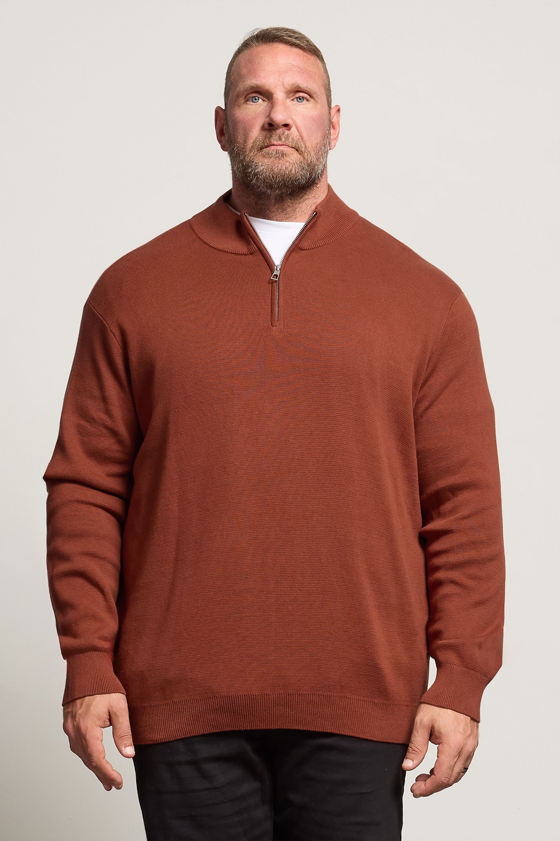 BadRhino Big & Tall Burnt Red Milano Quarter Zip Jumper | BadRhino 1