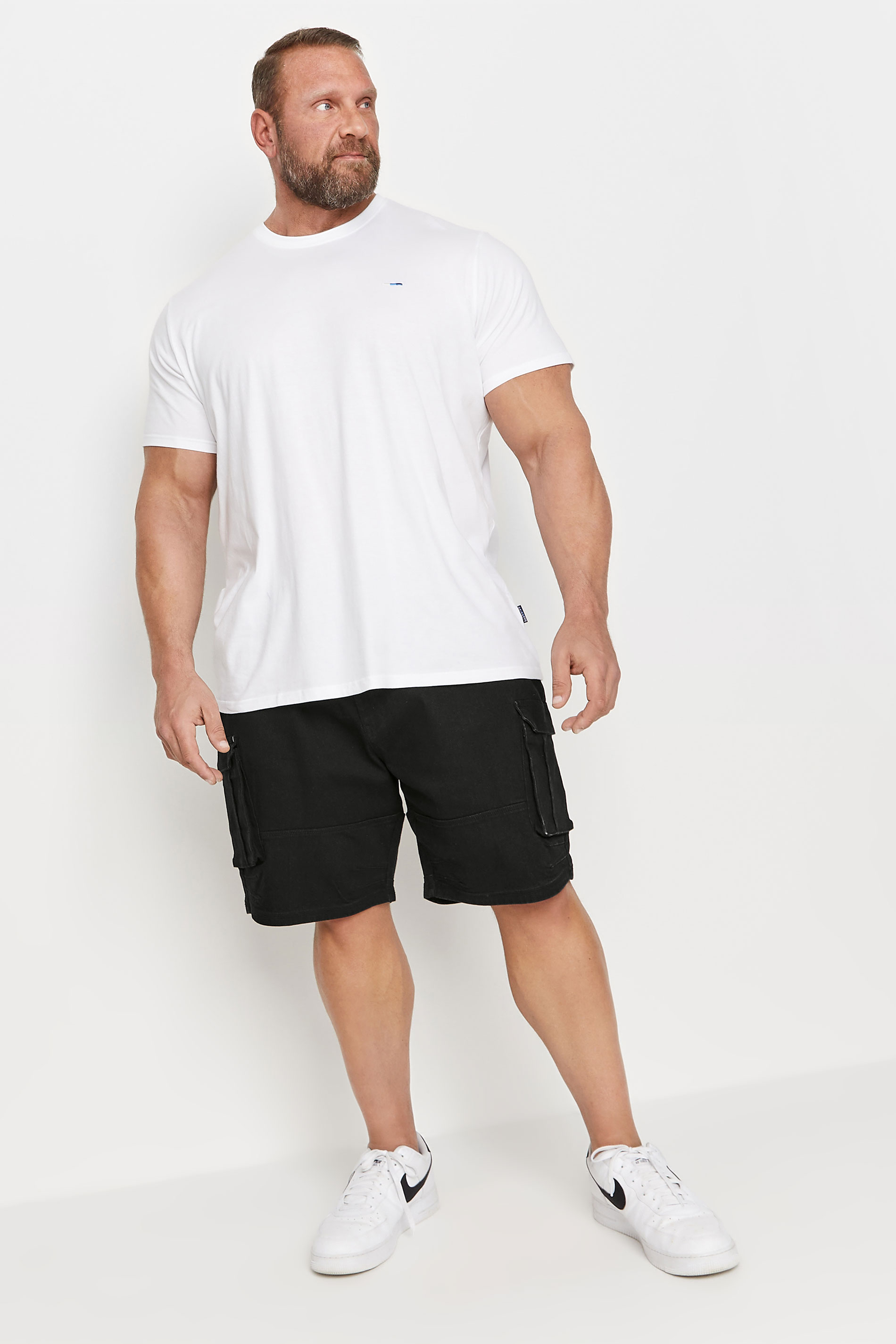 BadRhino Big & Tall Black Elasticated Waist Denim Cargo Shorts | BadRhino 2