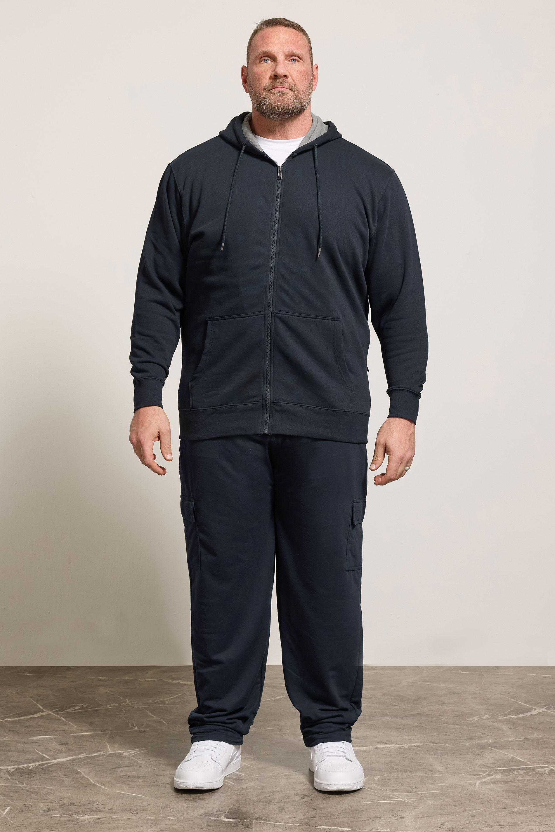KAM Big & Tall Navy Zip Through Hoodie | BadRhino 1