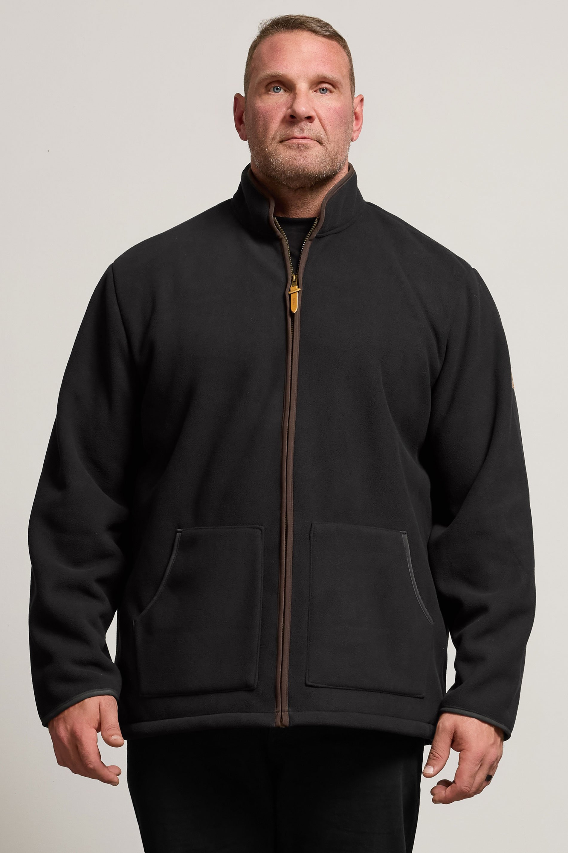 D555 Big & Tall Black Zip Through Fleece Jacket | BadRhino 1