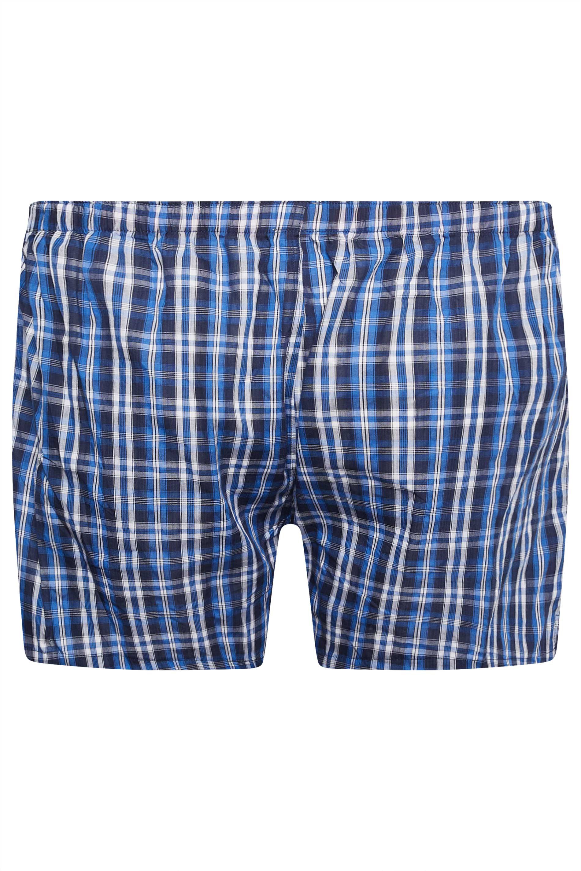 D555 Big & Tall 2 PACK Blue & Red Check Print Boxers | BadRhino 9