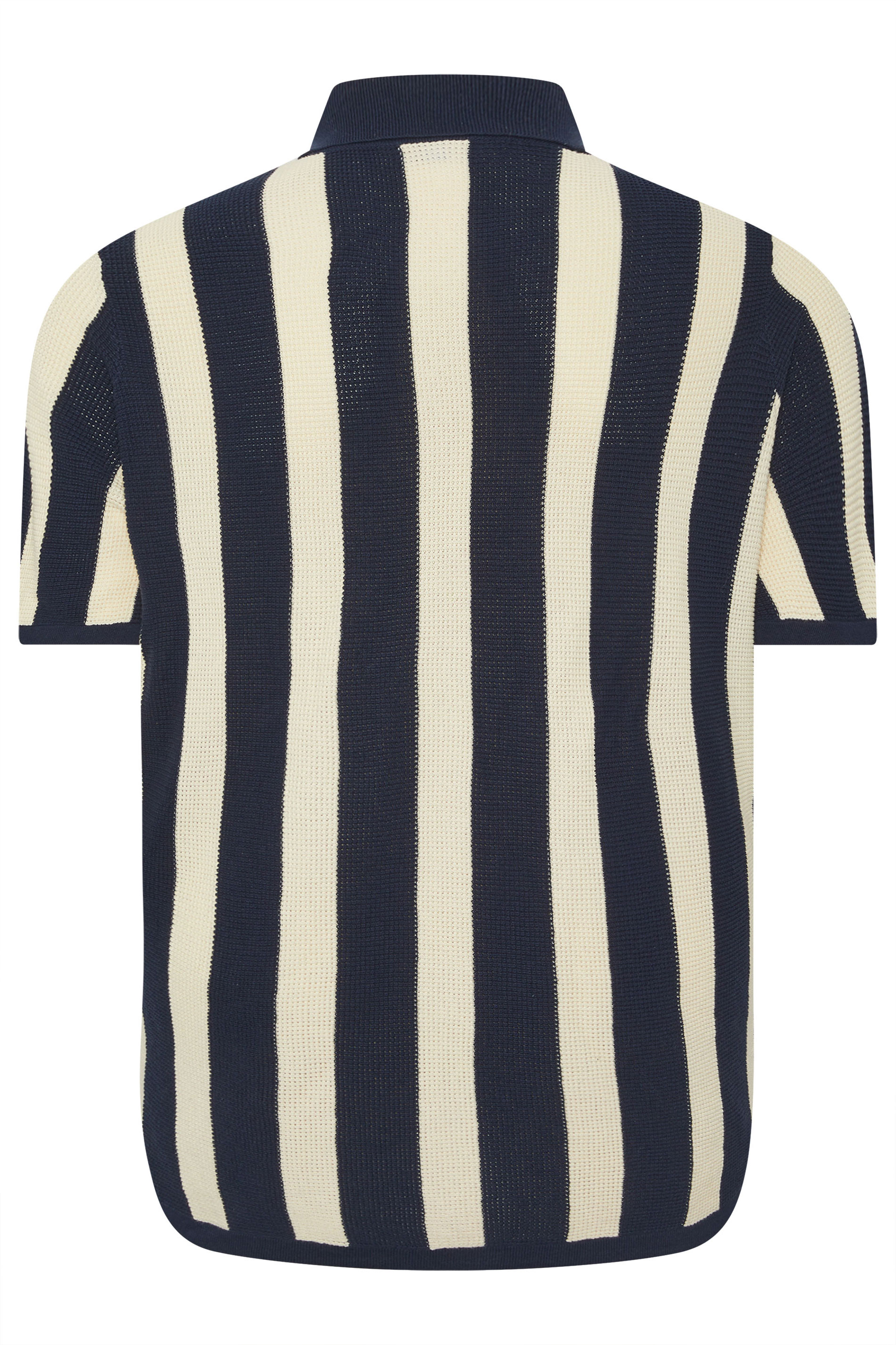 BadRhino Big & Tall Navy Blue & Cream Stripe Knitted Shirt | BadRhino 7