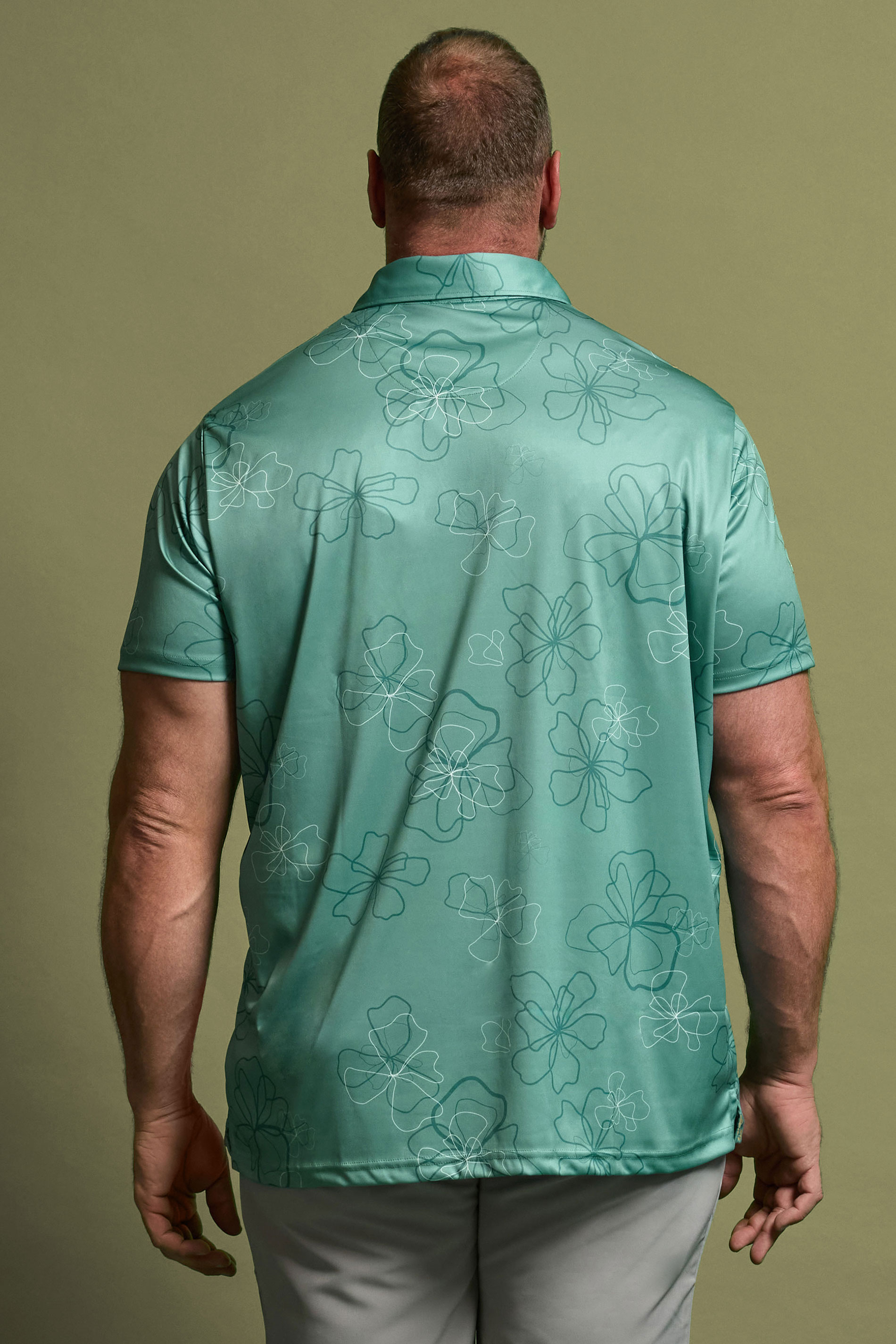BadRhino Golf Big & Tall Green Floral Print Polo Shirt | BadRhino 3