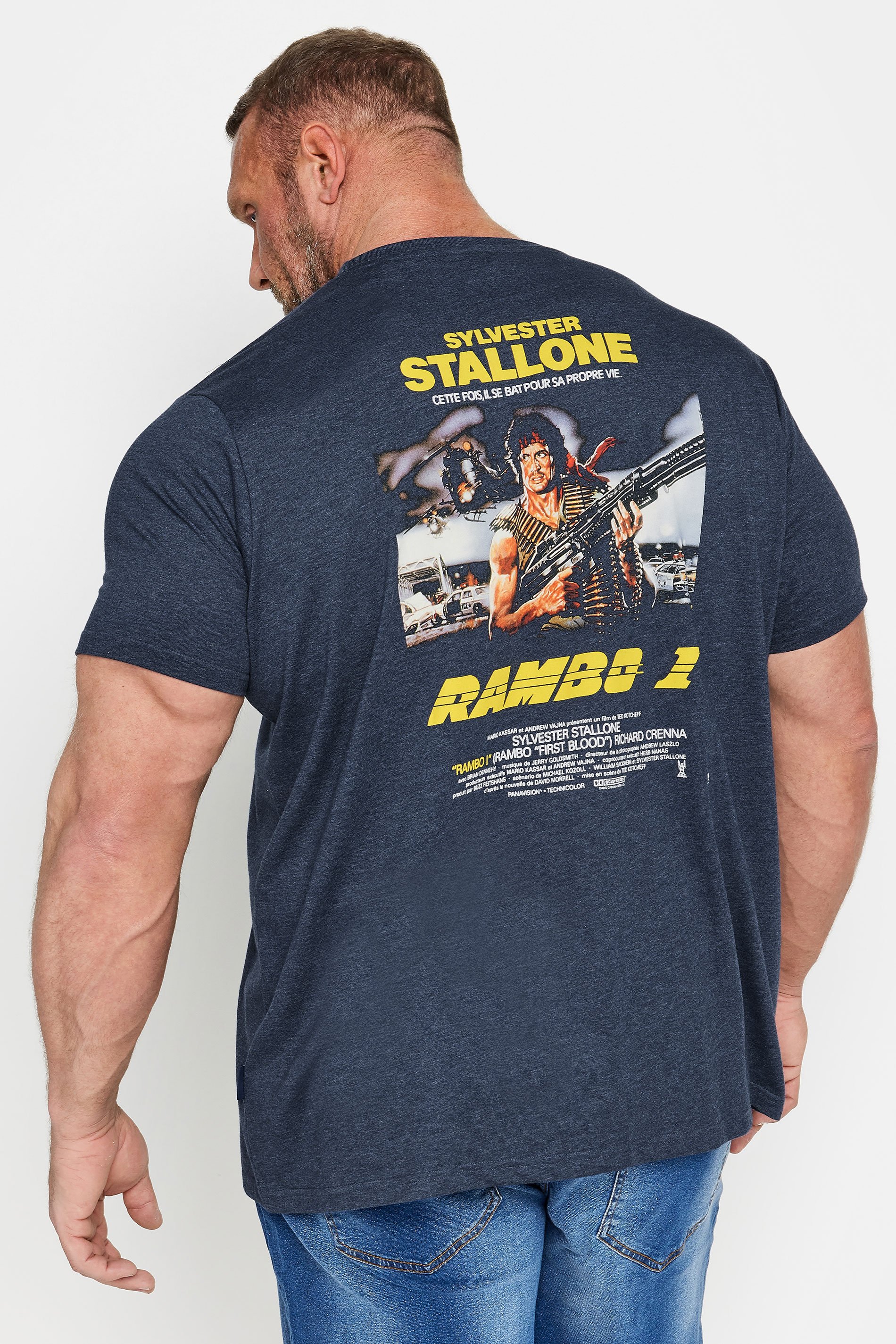 BadRhino Big & Tall Navy Blue Rambo Graphic T-Shirt | BadRhino
