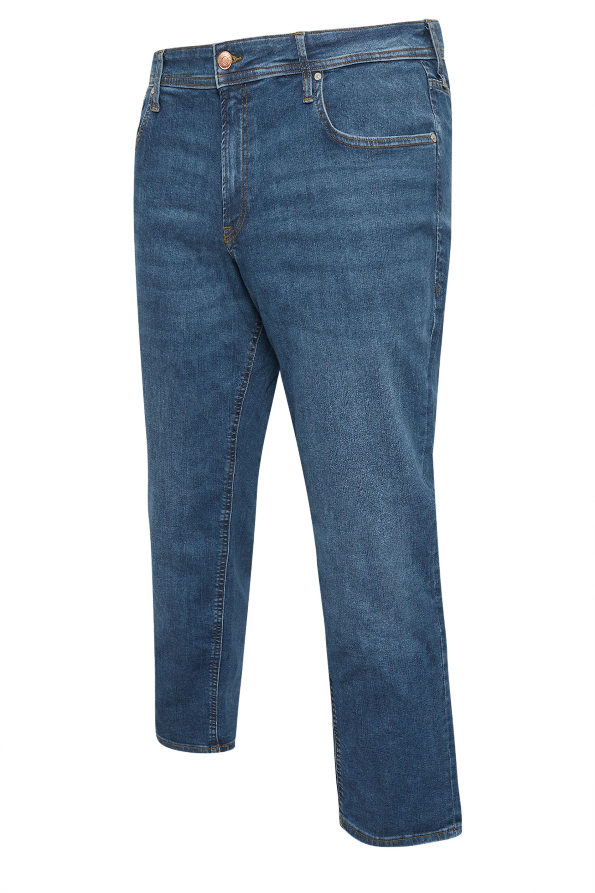 JACK & JONES Big & Tall Blue Mid Wash Mike Jeans| BadRhino 5