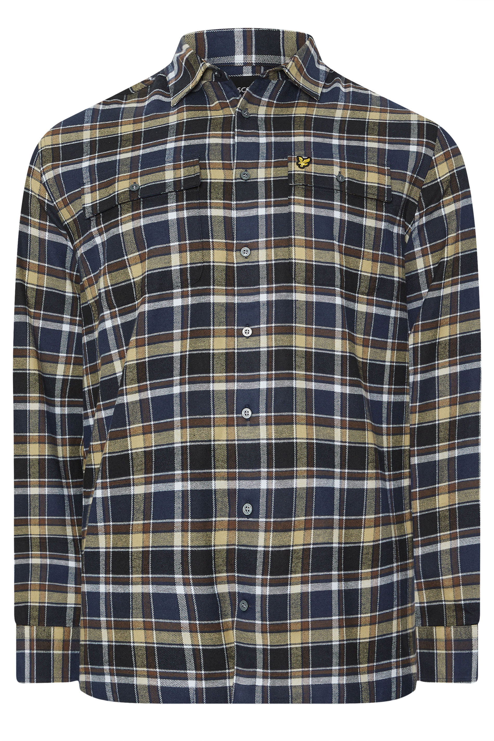 LYLE & SCOTT Big & Tall Blue & Green Brushed Cotton Check Shirt | BadRhino 1