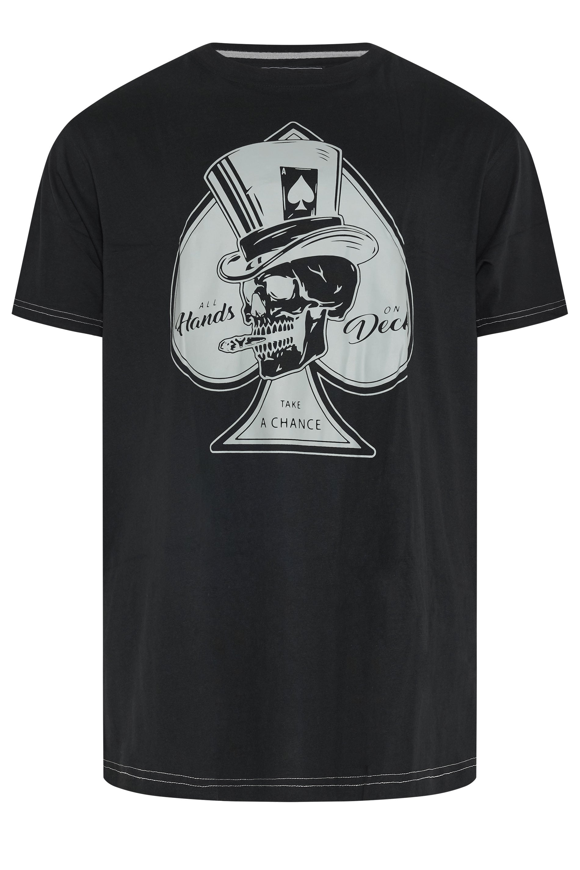 KAM Big & Tall Black Ace of Spades Skull T-Shirt | BadRhino 1