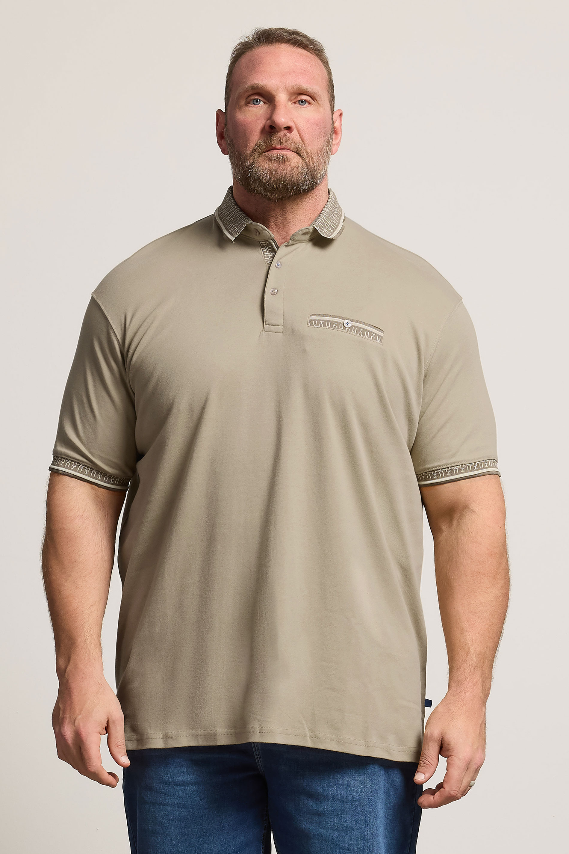 D555 Big & Tall Stone Brown Interlock Jacquard Polo Shirt | BadRhino 3