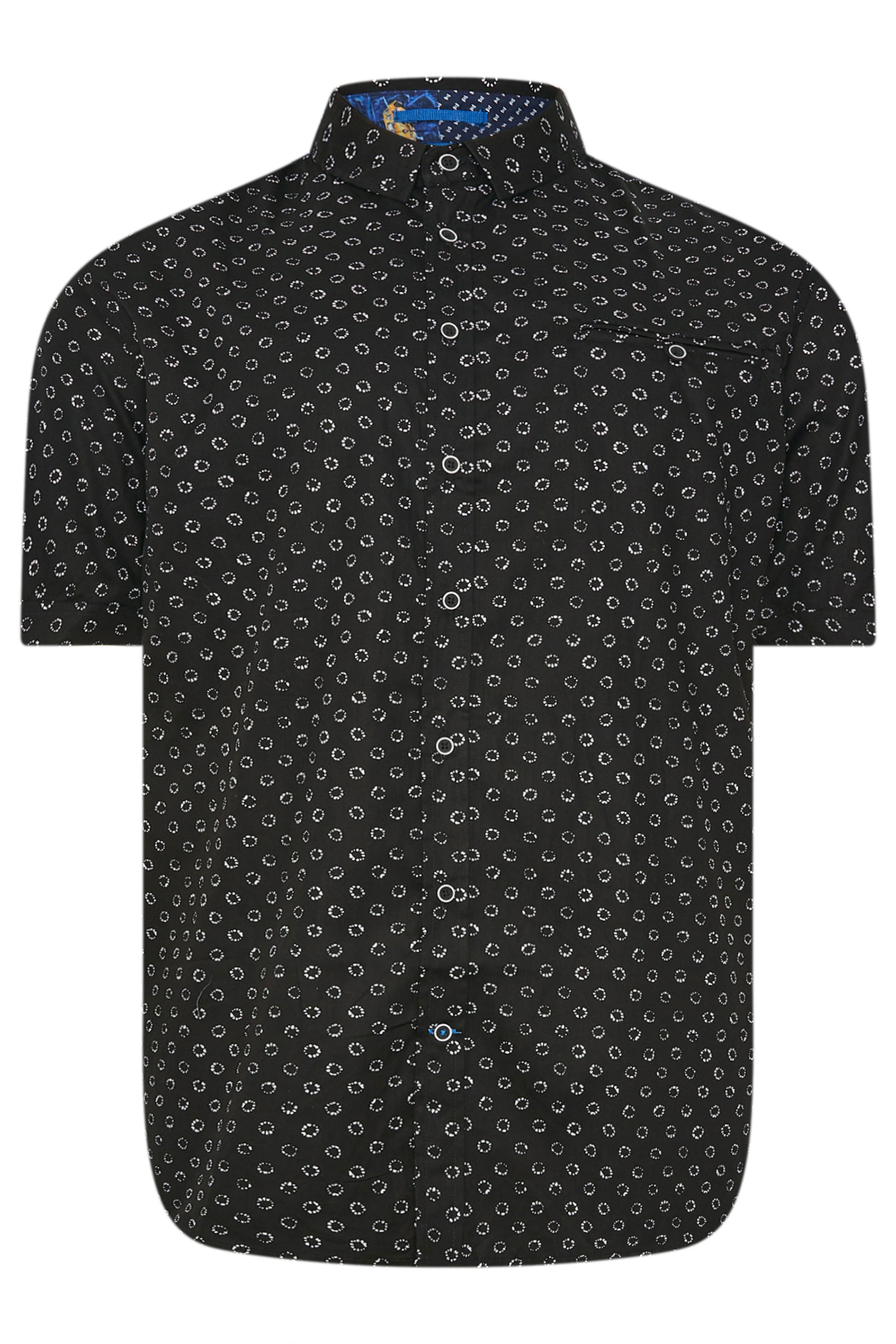 D555 Big & Tall Black Micro Print Short Sleeve Shirt | BadRhino 3