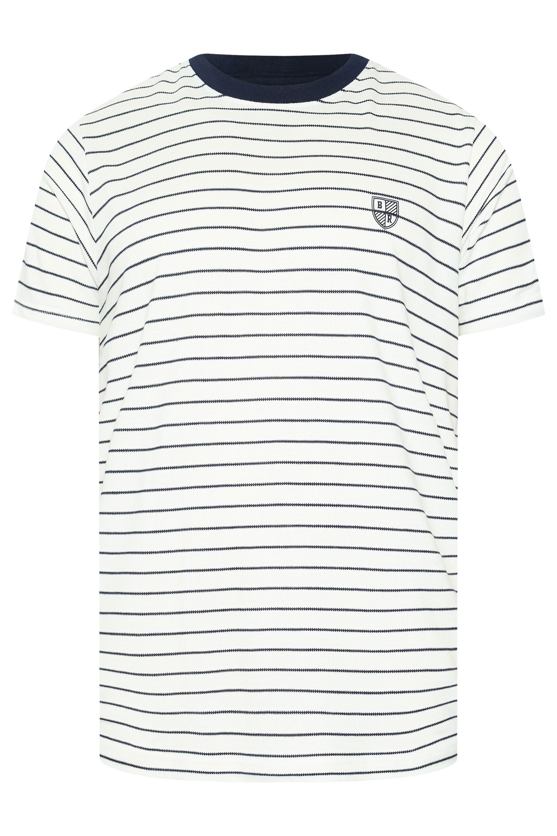 BadRhino Big & Tall Off-White Extra Long Stripe Pique T-Shirt | BadRhino 6