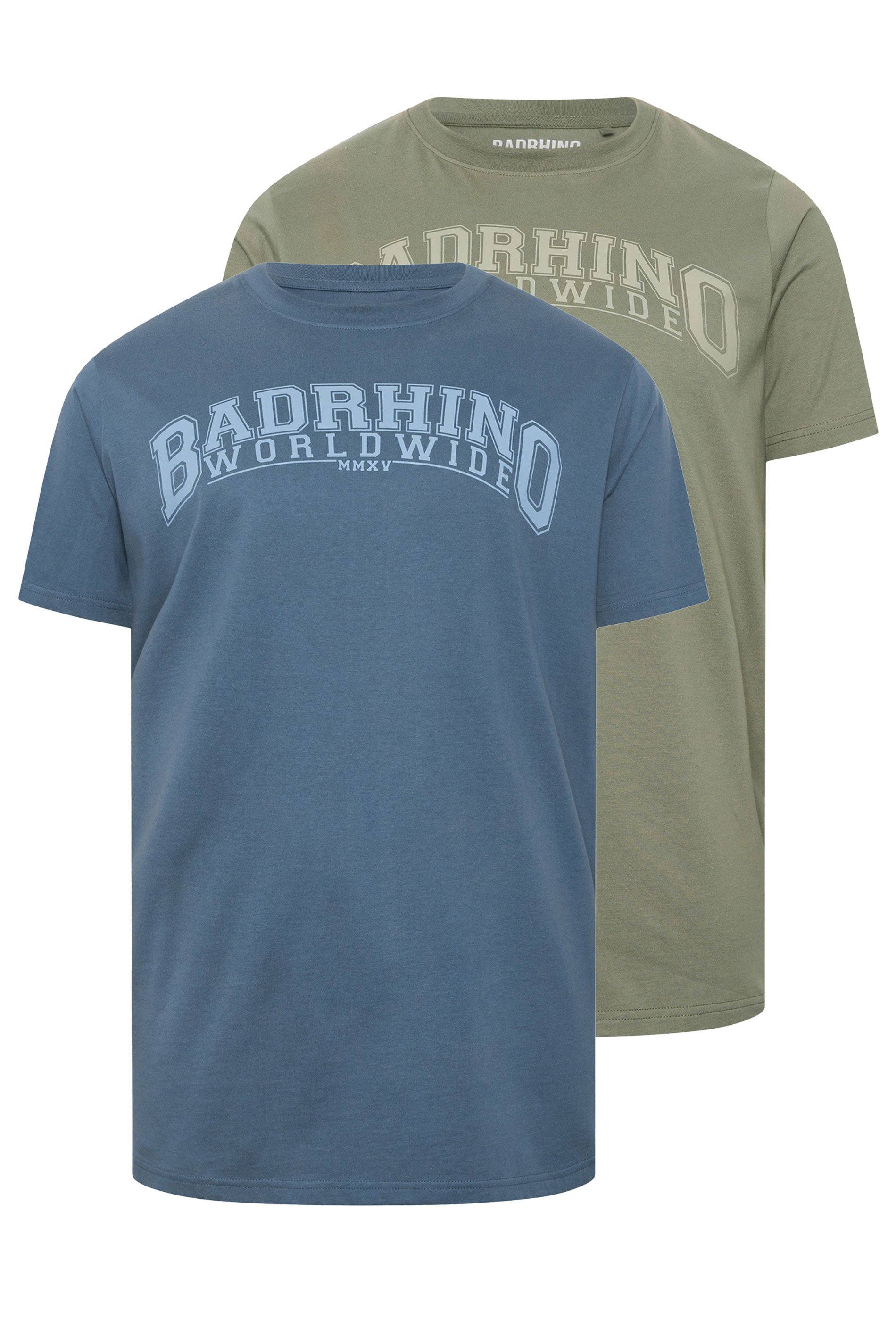 BadRhino Big & Tall 2 PACK Extra Long Blue & Green Worldwide T-Shirts | BadRhino 1