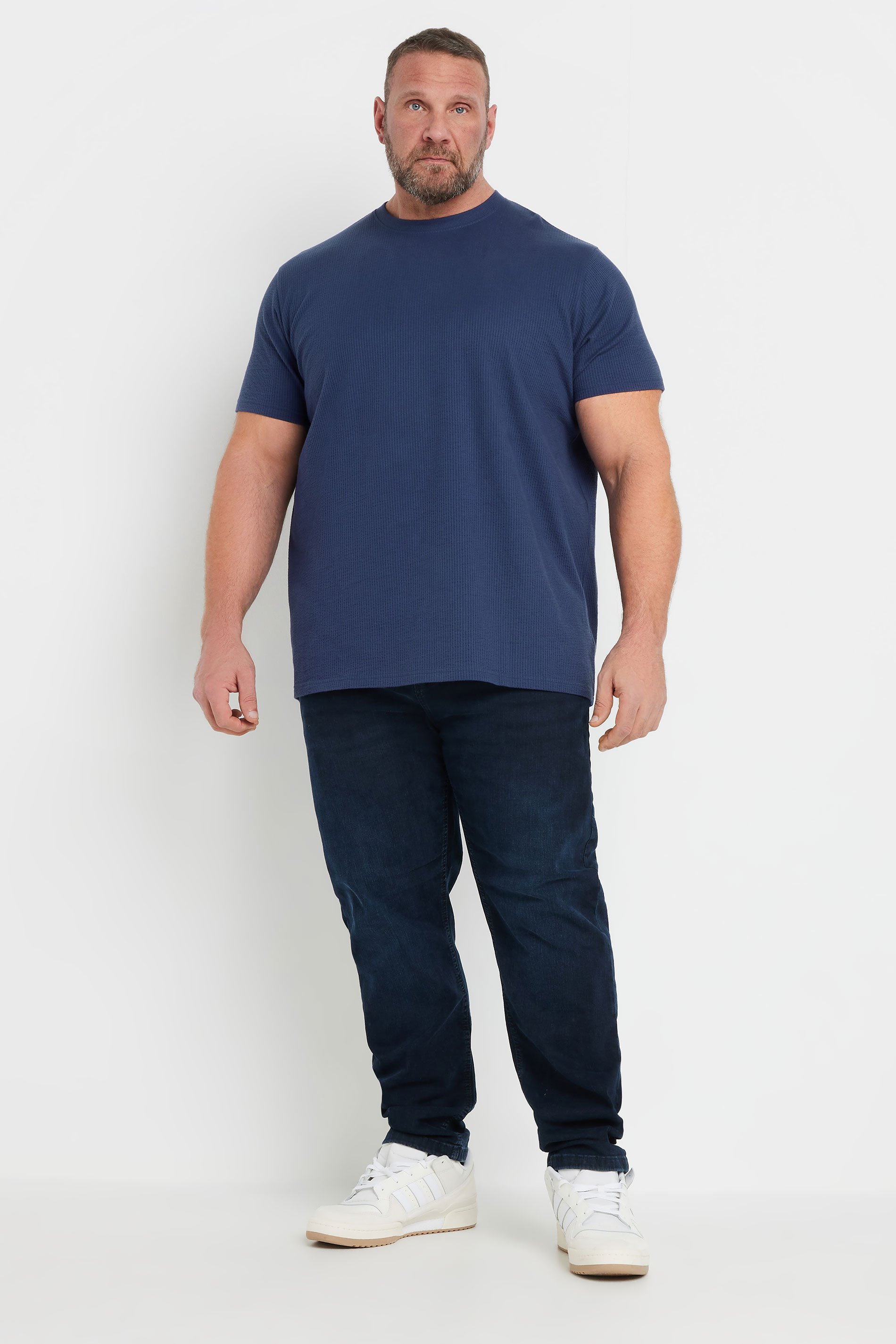 BadRhino Big & Tall Blue Seersucker Textured T-Shirt | BadRhino 5