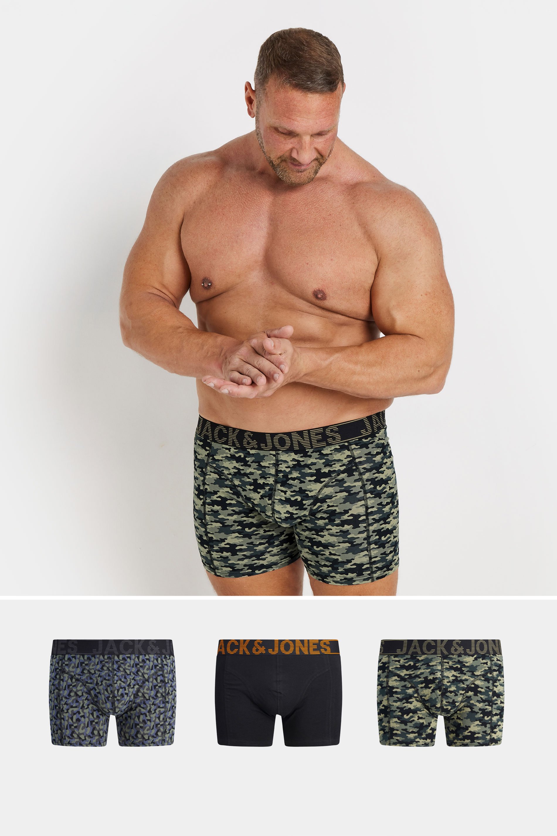 JACK & JONES Big & Tall Black 'Danny' 3 Pack Boxers | BadRhino 1