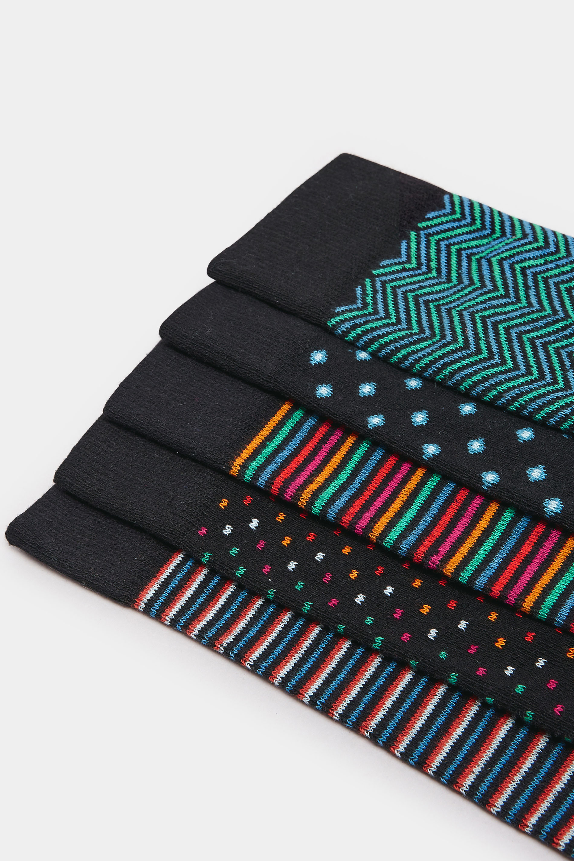 BadRhino 5 PACK Black Stripe & Spot Print Ankle Socks | BadRhino 4